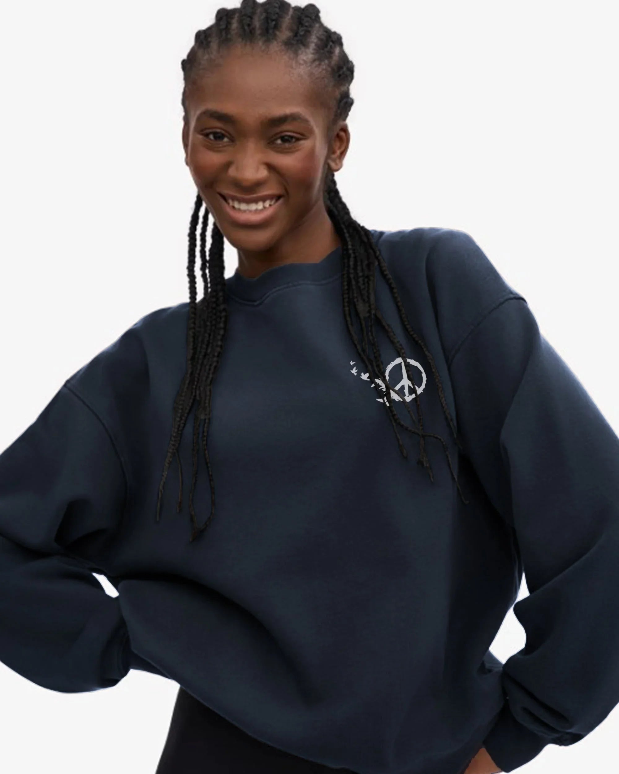 Peace Unisex Oversized Crew-neck Sweatshirt - Dark Grey W - NAS Trends 3