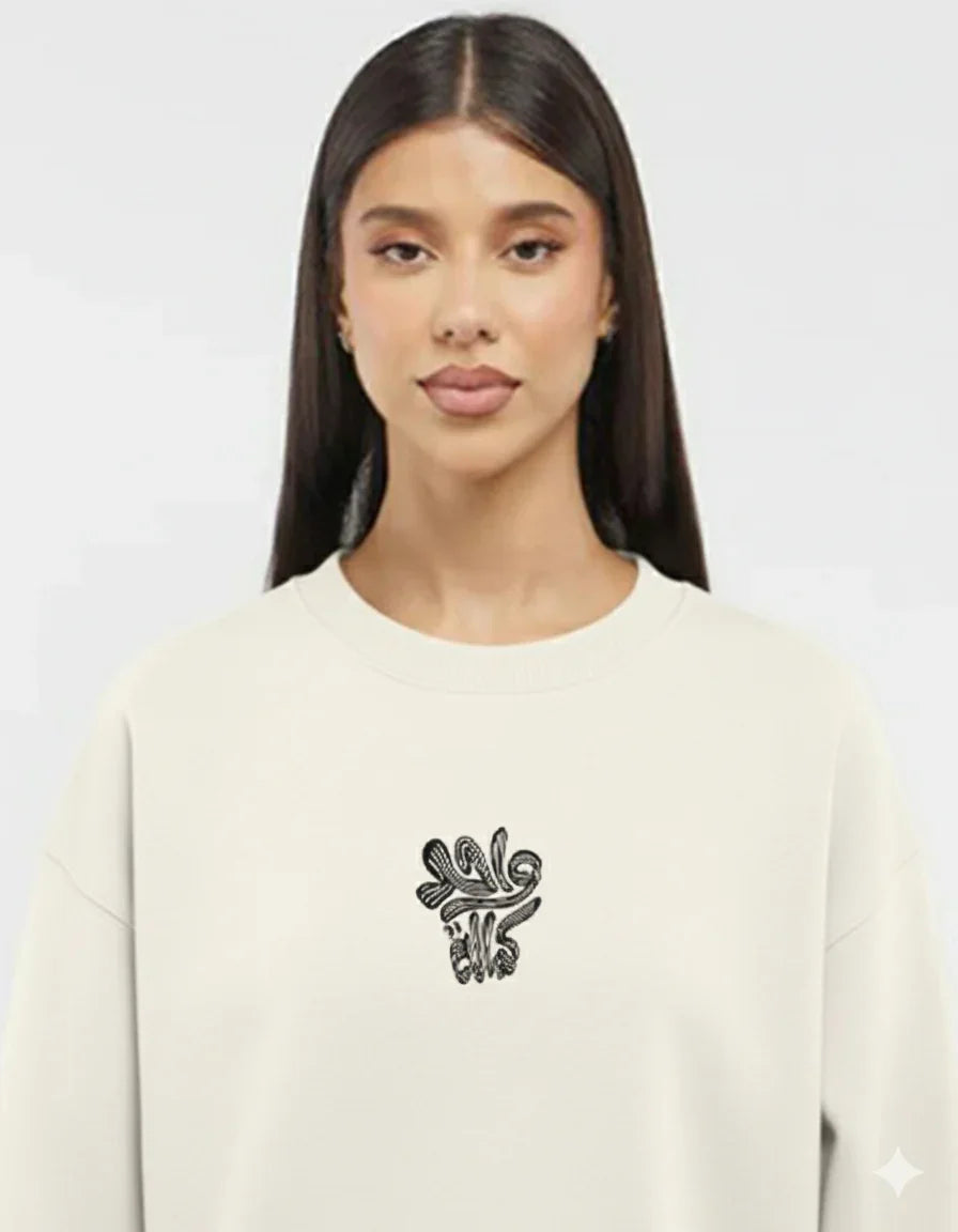 Koshary Unisex Oversized Crew-neck Sweatshirt - Off White W - NAS Trends 4