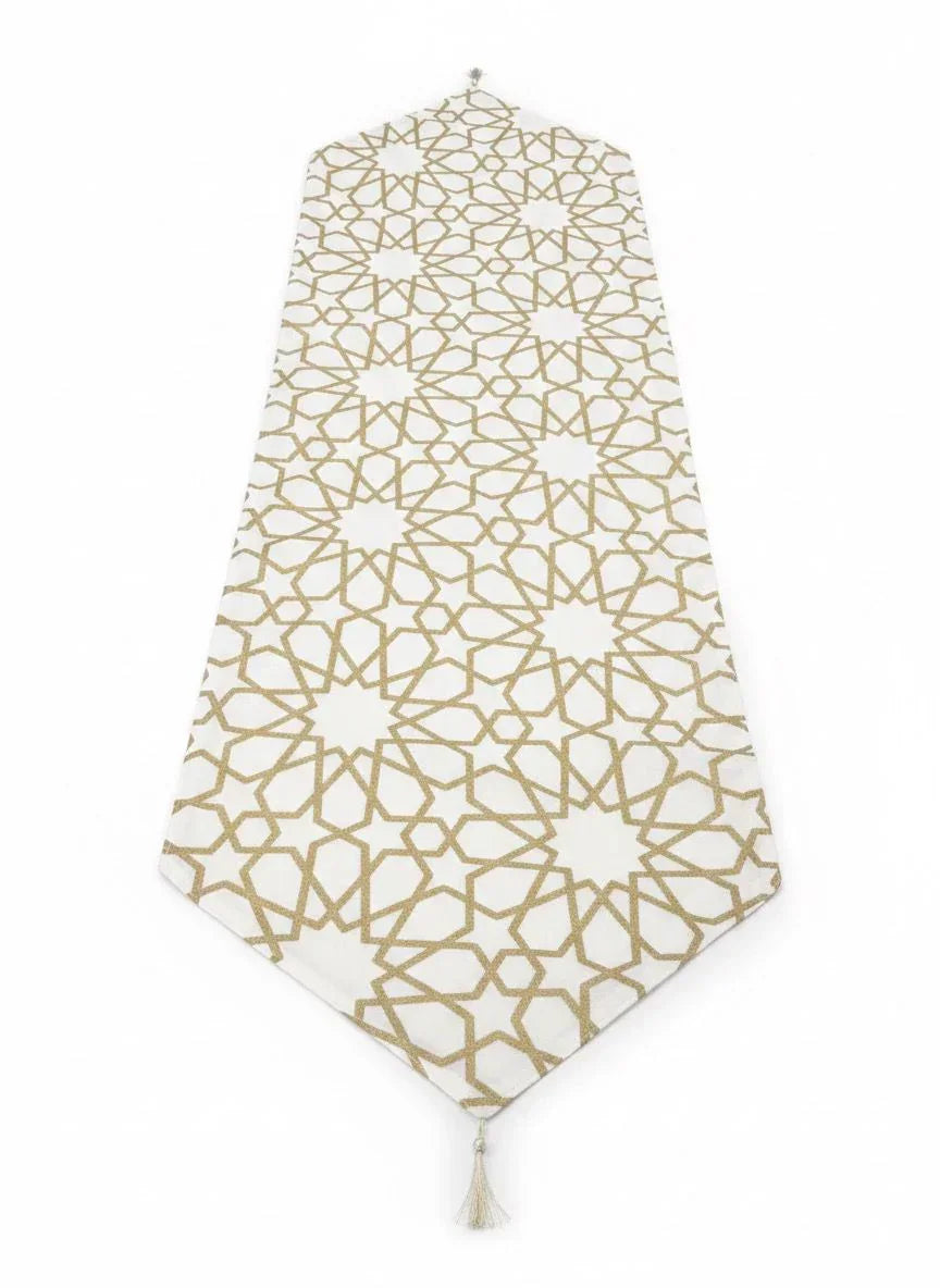 Lavender - Linen runner with Islamic pattern print 1