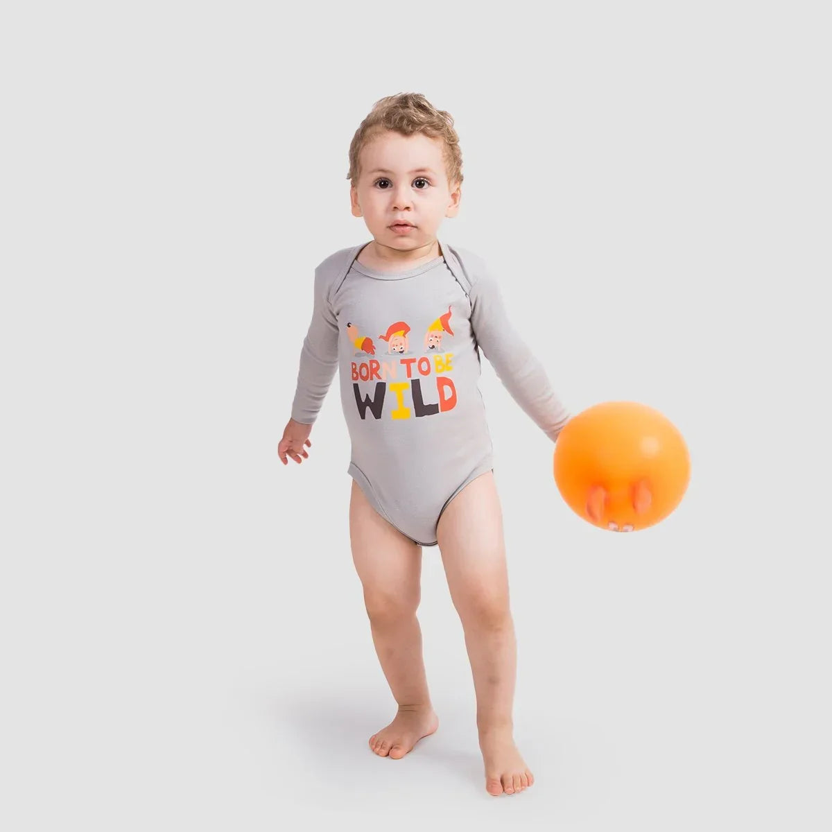 Wild Boys Long Sleeves Bodysuit - Grey - NAS Trends - Babazzaro