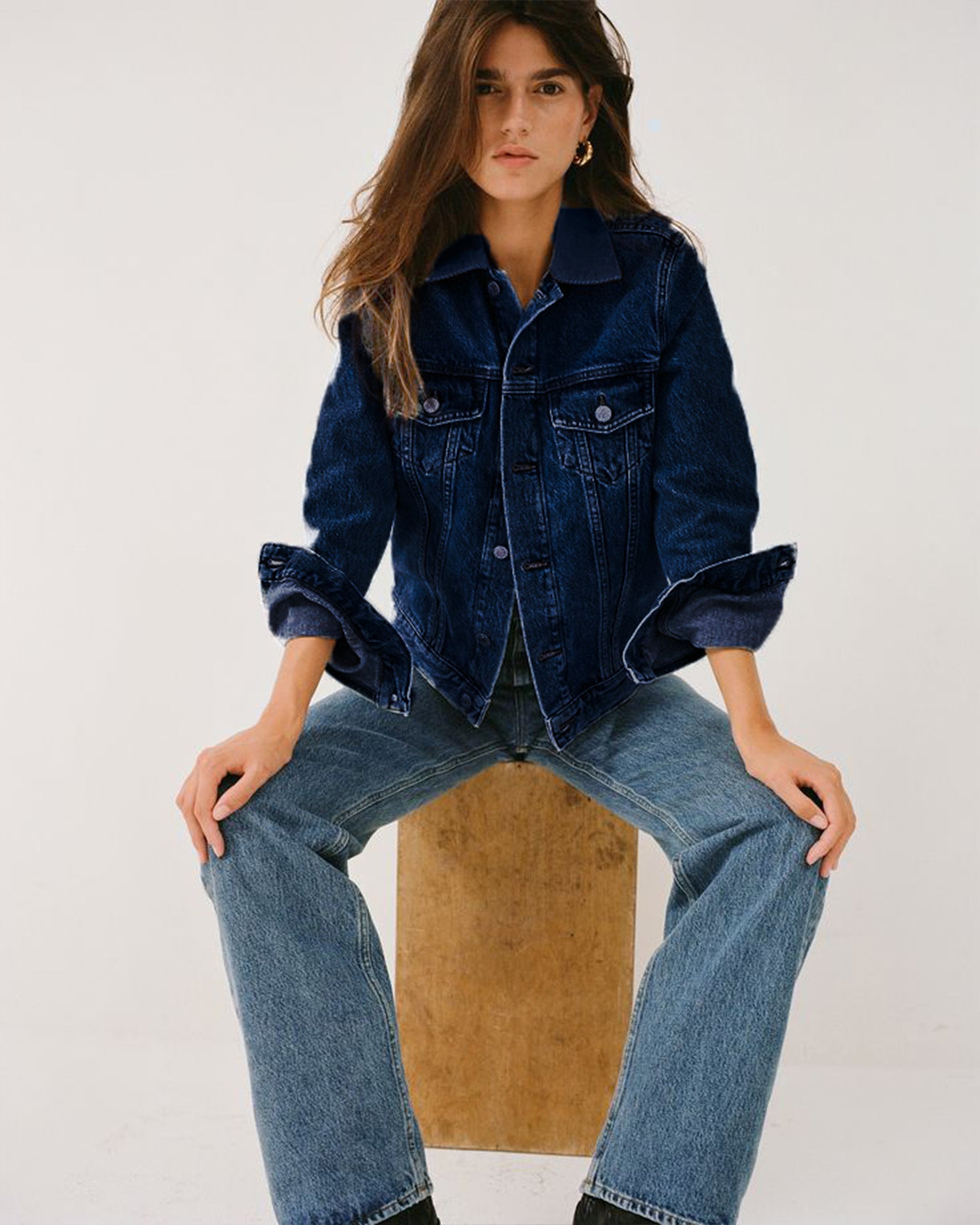 Women Denim Jacket - Dark Blue - NAS Trends 1
