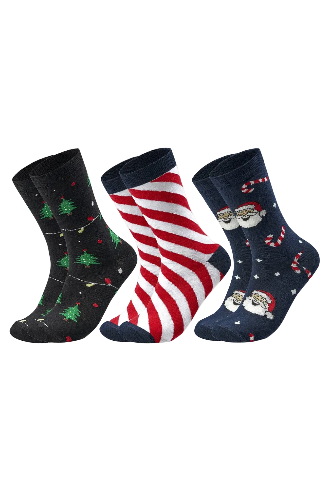 Women Set Of 3 Christmas Long Socks Pattern 2 Multi Color - Sam Socks - Babazzaro