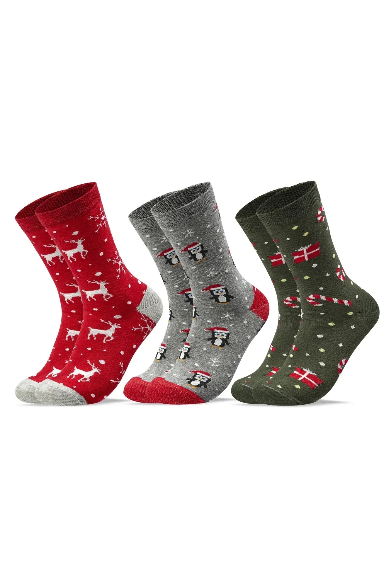 Women Set Of 3 Long Christmas Gift Patterns Socks Multi Color - Sam Socks - Babazzaro