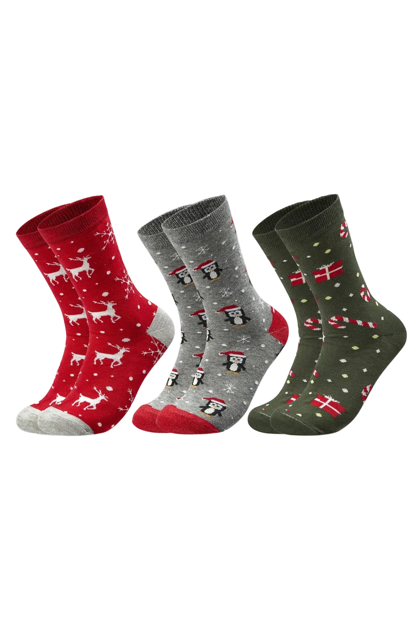 Women Set Of 3 Long Christmas Gift Patterns Socks Multi Color - Sam Socks - Babazzaro