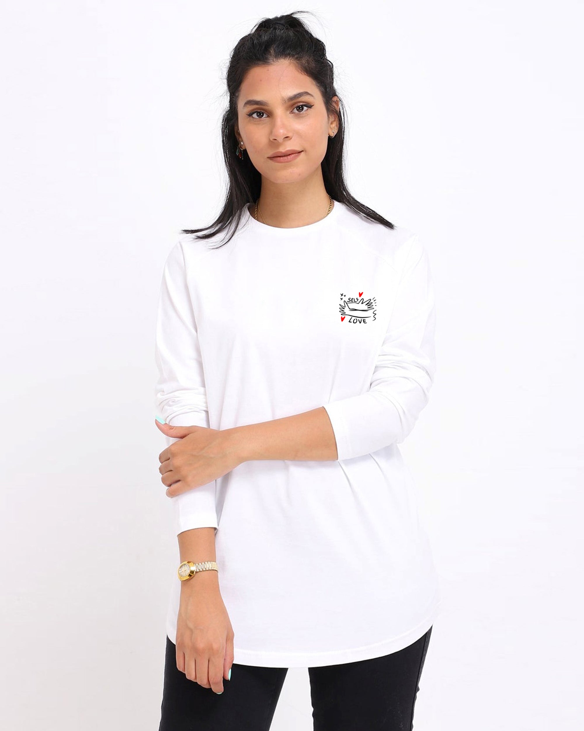 Self Love Women LS T-Shirt - Off White - NAS Trends 1