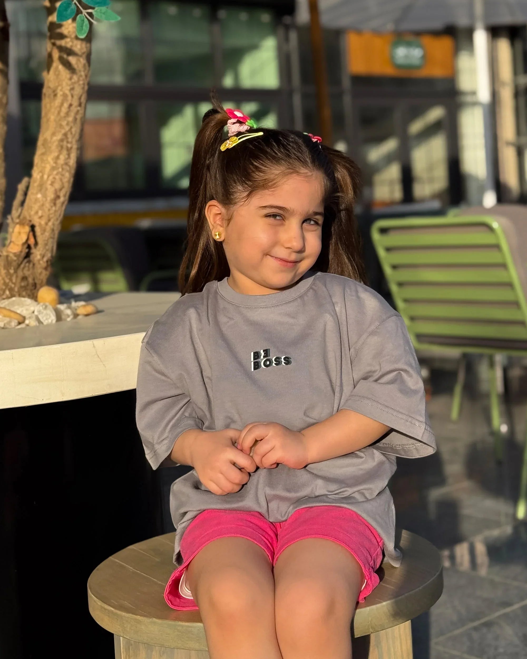 NAS Trends - Be Boss Girls Oversized SS T-Shirt - Grey 1