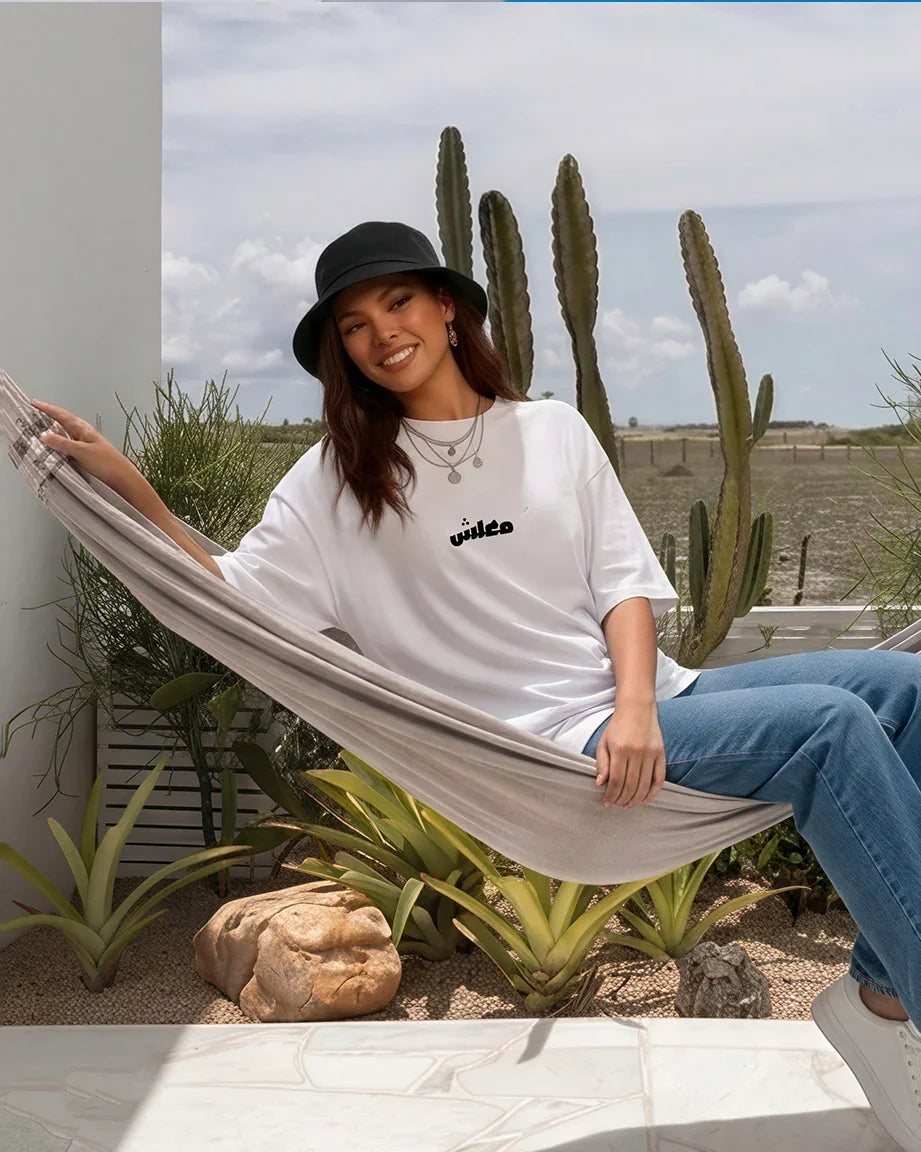 Ma3lesh Women Oversized SS T-Shirt - Off White - NAS Trends 1