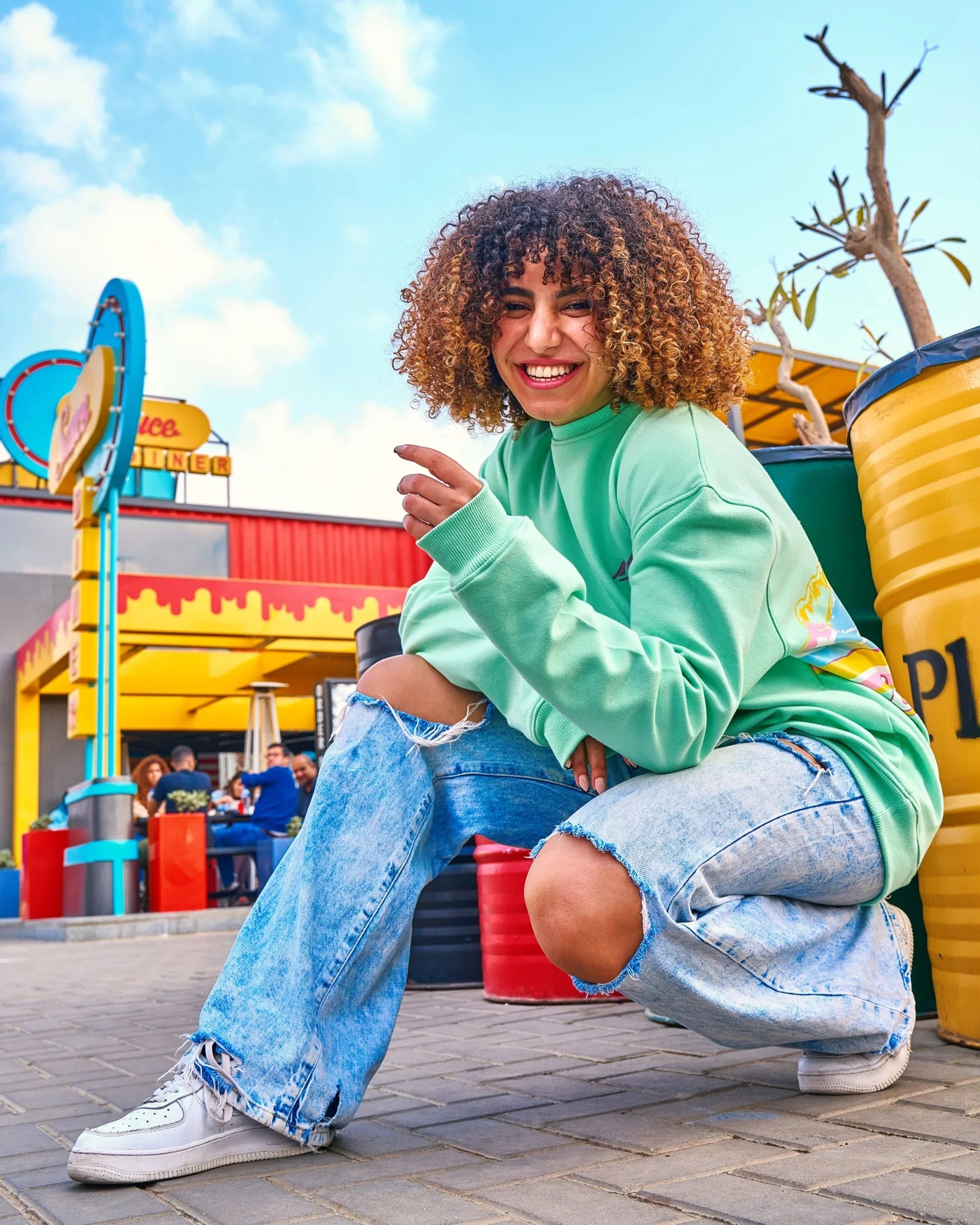 NAS Trends - Cold Mountain Unisex Oversized Crew-neck Sweatshirt-mint Green 2