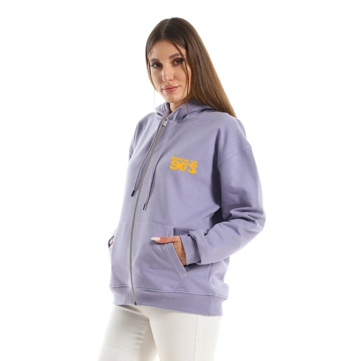 90'S Unisex Oversized Zip-up Hoodie-Lila - NAS Trends - Babazzaro