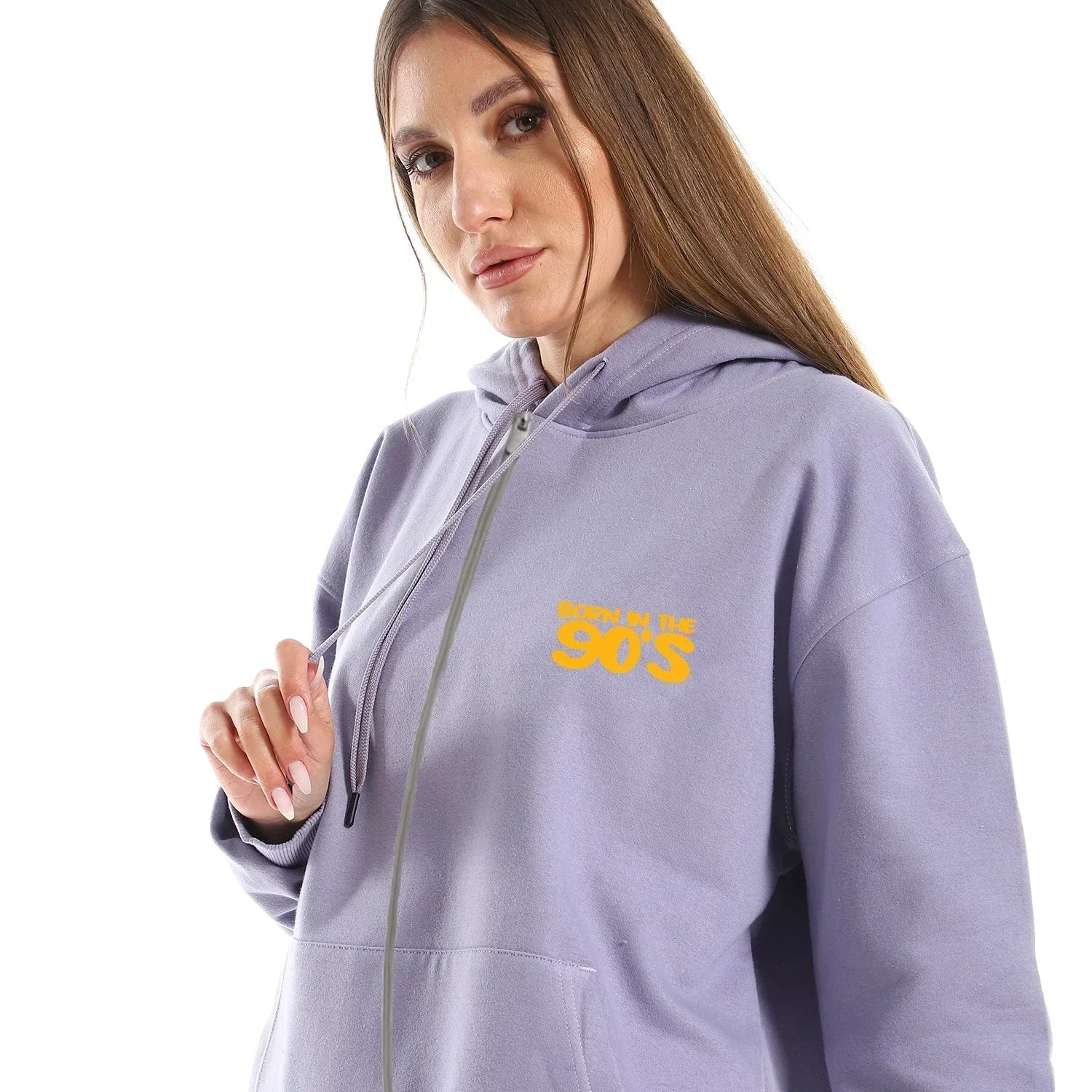 90'S Unisex Oversized Zip-up Hoodie-Lila - NAS Trends - Babazzaro