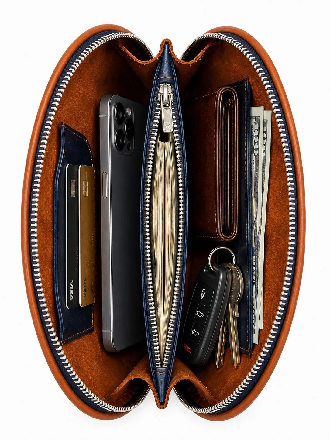 Navy Blue/Havana Curvy Bag - Smart Leather 3