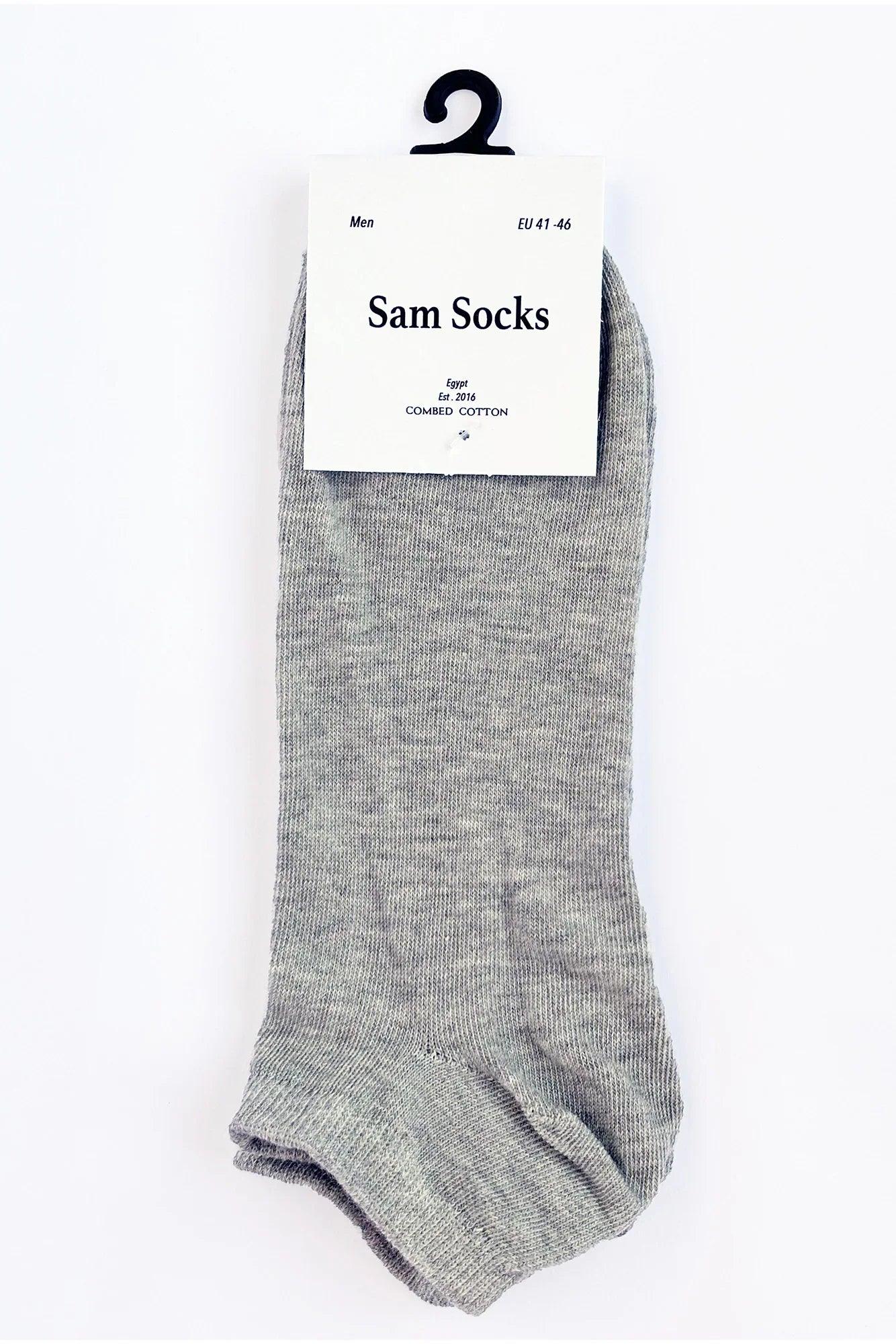 Men Set Of 5 Ankle Plain Socks Grey - Sam Socks - Babazzaro