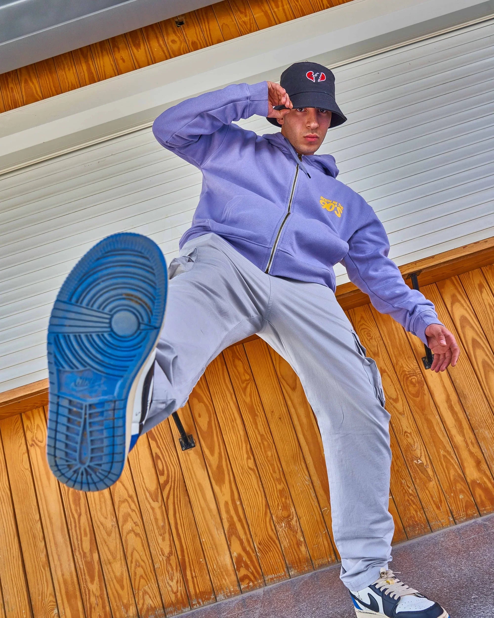 NAS Trends - 90'S Unisex Oversized Zip-up Hoodie-Lila 2