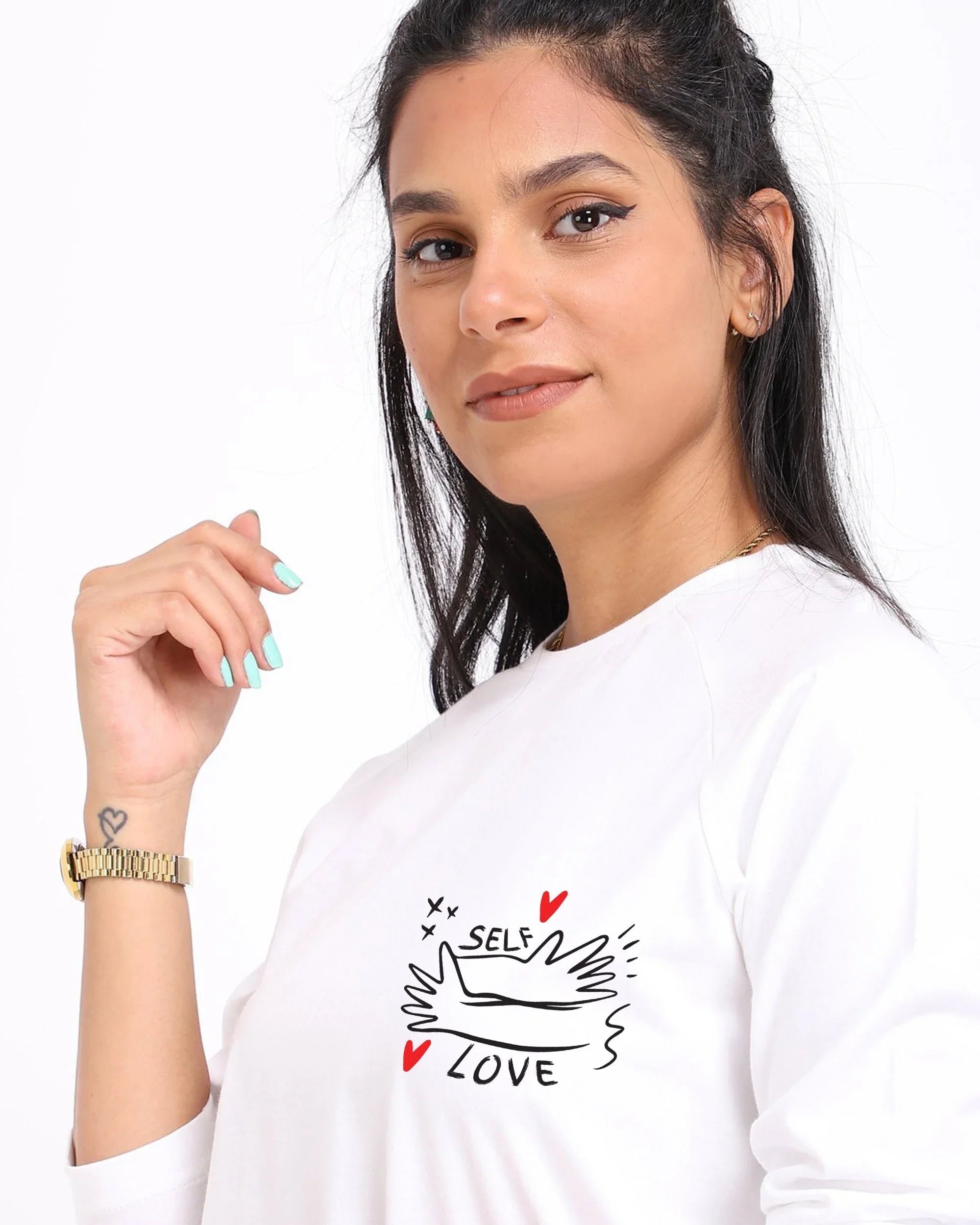 Self Love Women LS T-Shirt - Off White - NAS Trends 3