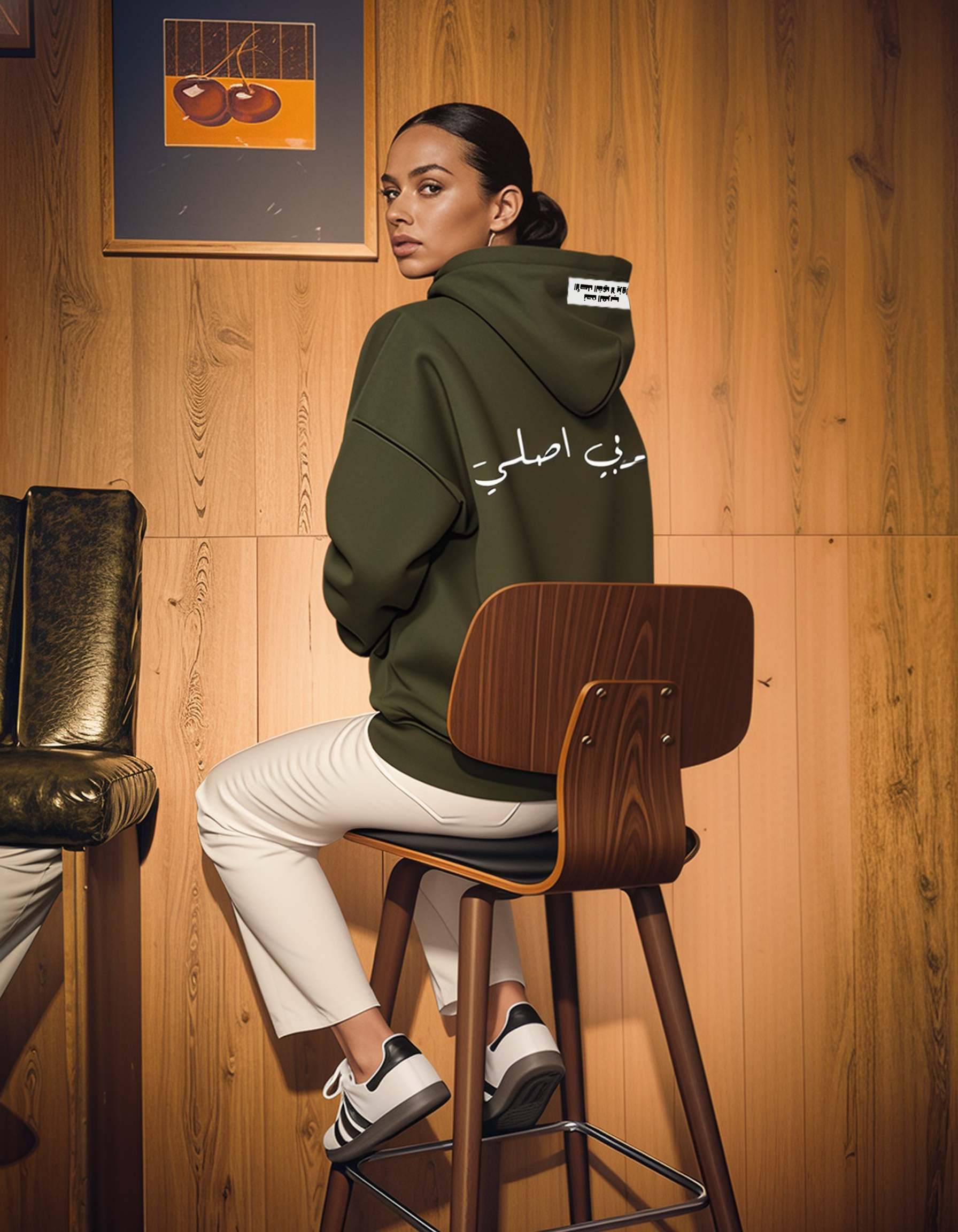 El Arabi Asli Unisex Oversized Hoodie - Olive W - NAS Trends 2