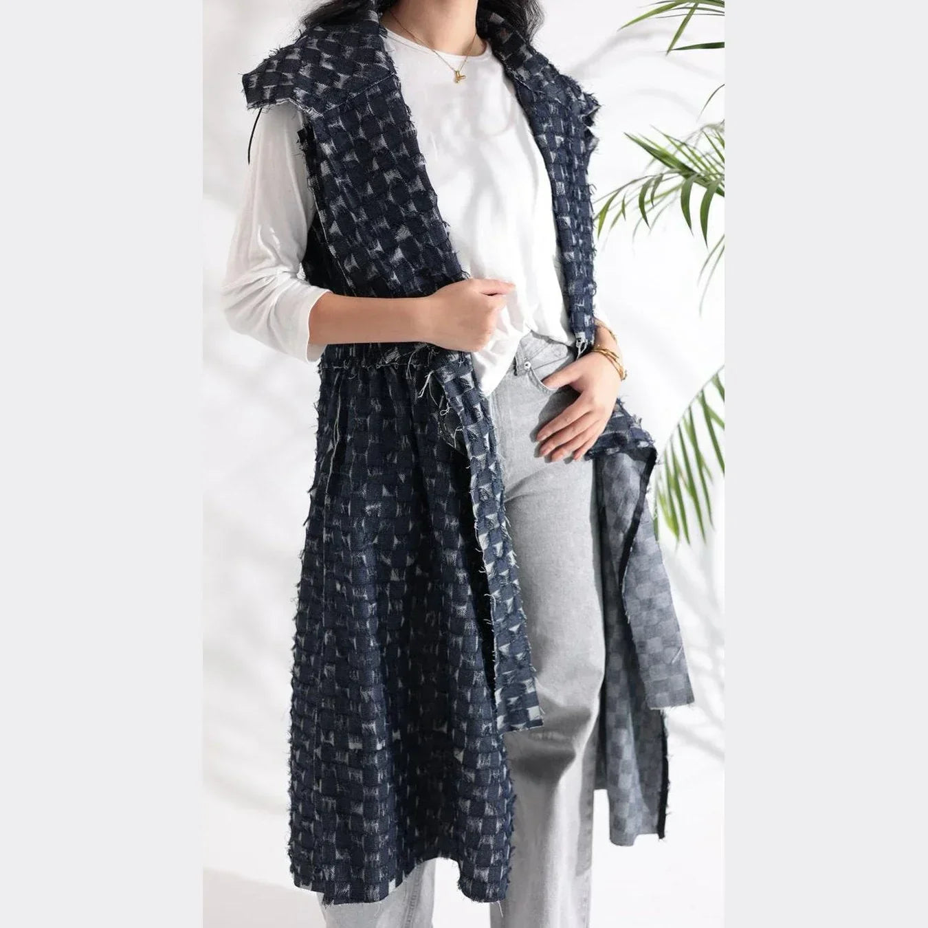 Denim Cut Cardigan - A_Squared_Y - Babazzaro