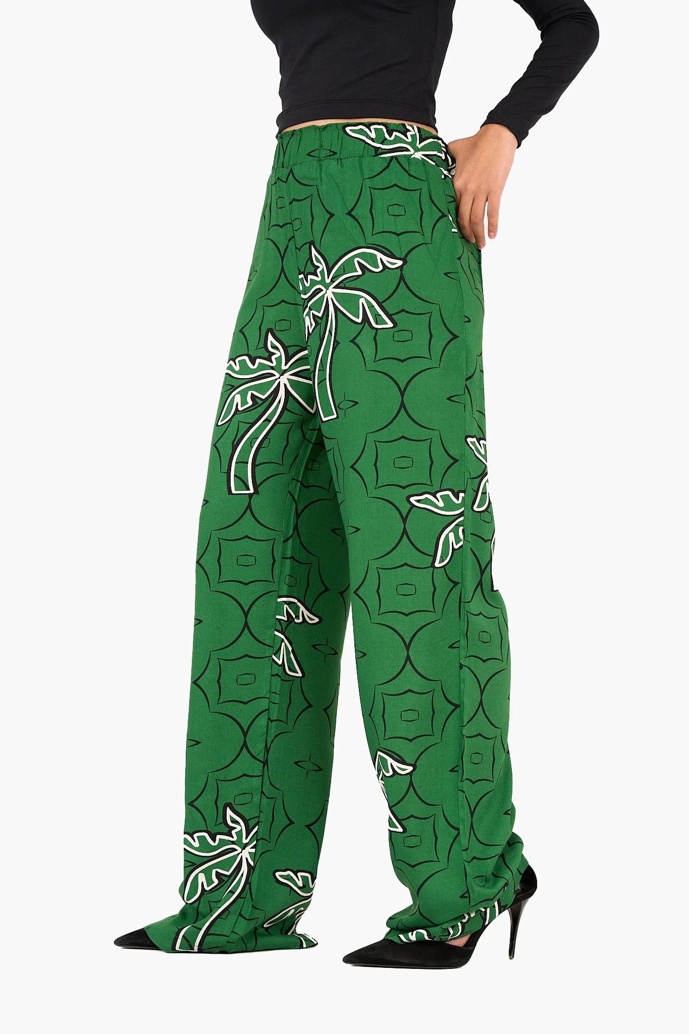 Clue - Palm Printed Green Pants 3