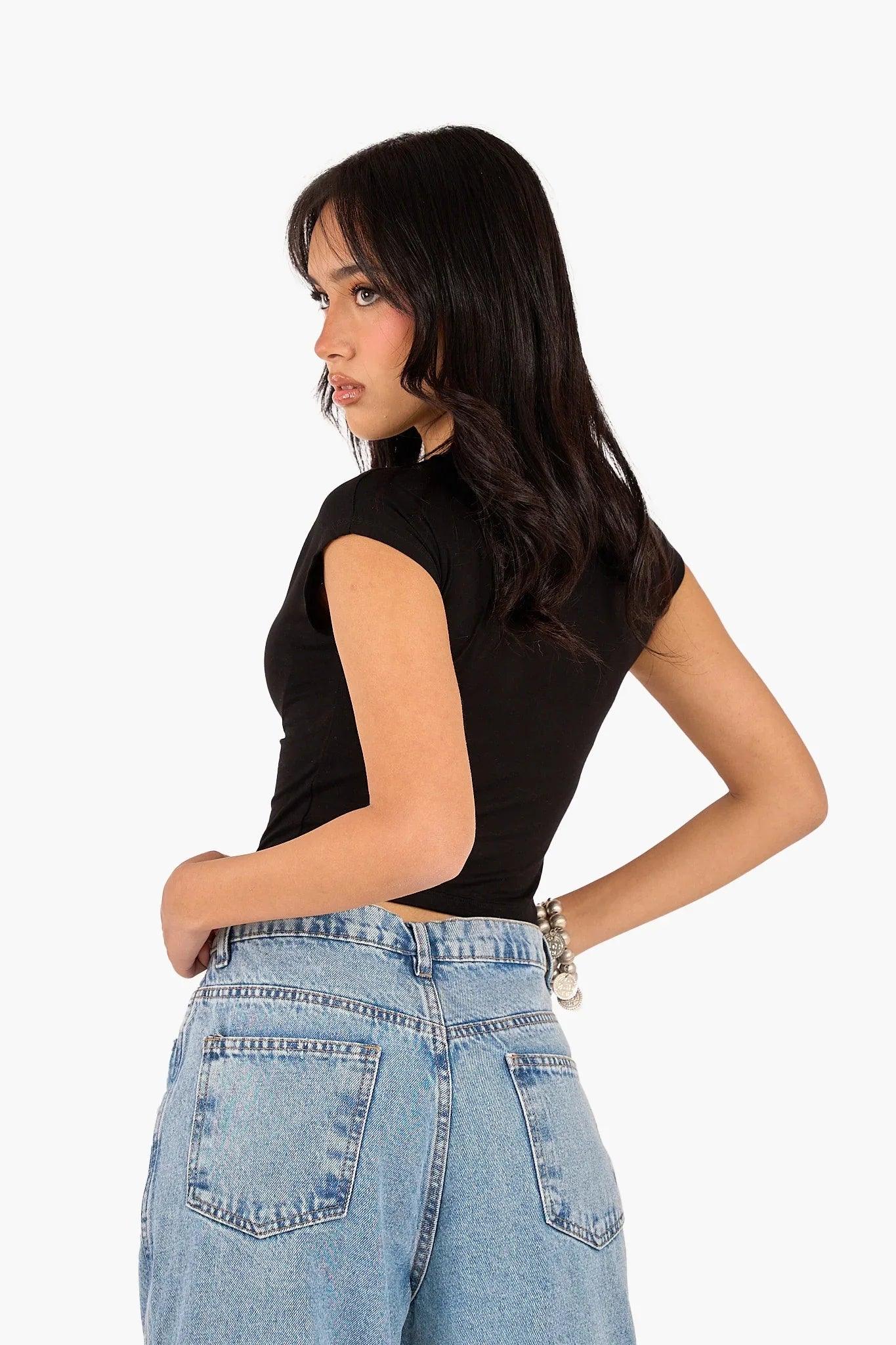 Clue - Cropped Crew Neck Viscose Top 4