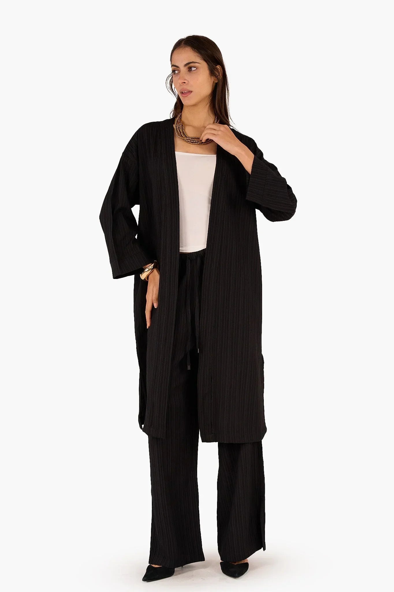Clue - Textured Pattern Midi Kimono 10