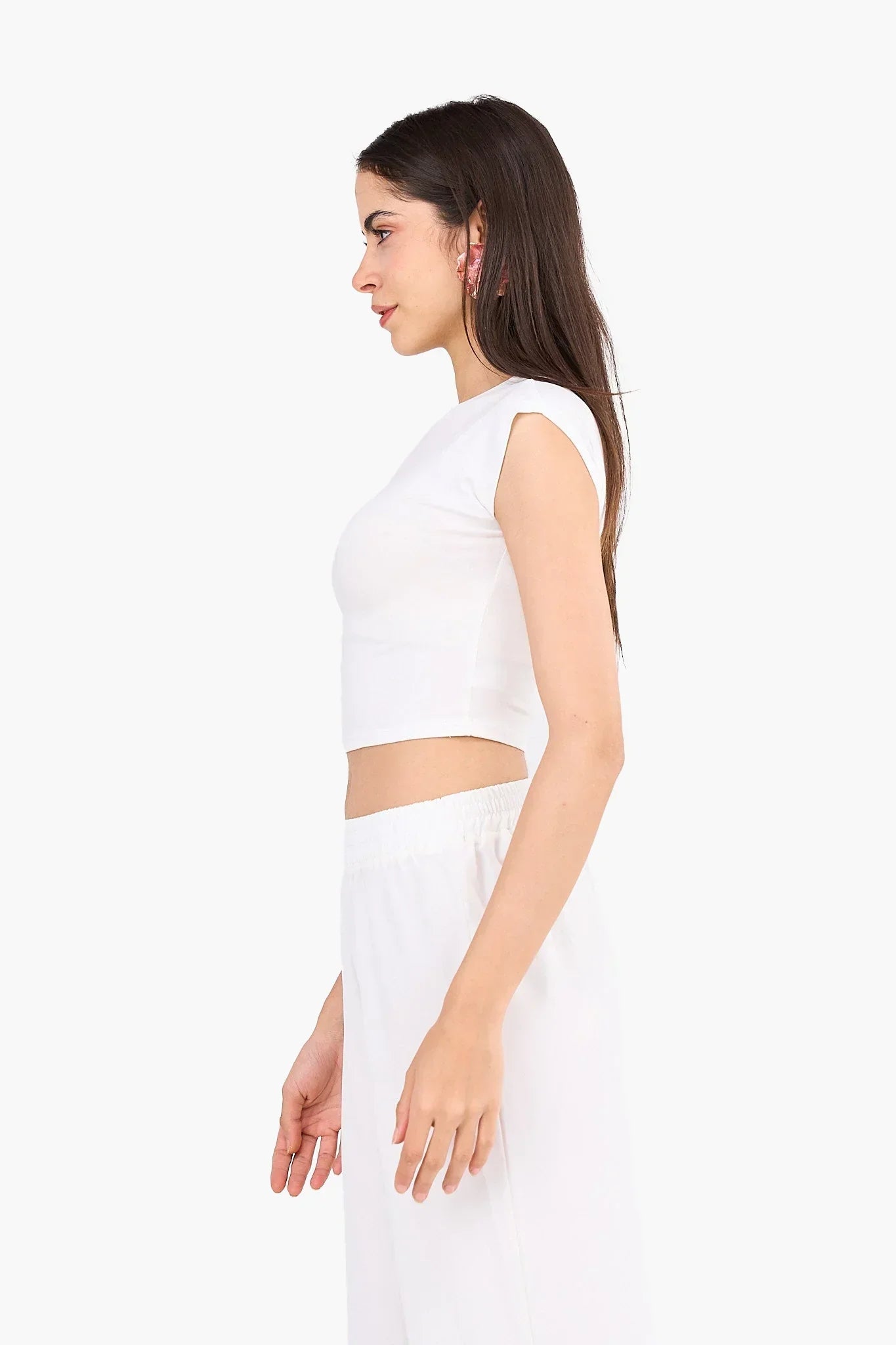 Clue - Cropped Crew Neck Viscose Top 6