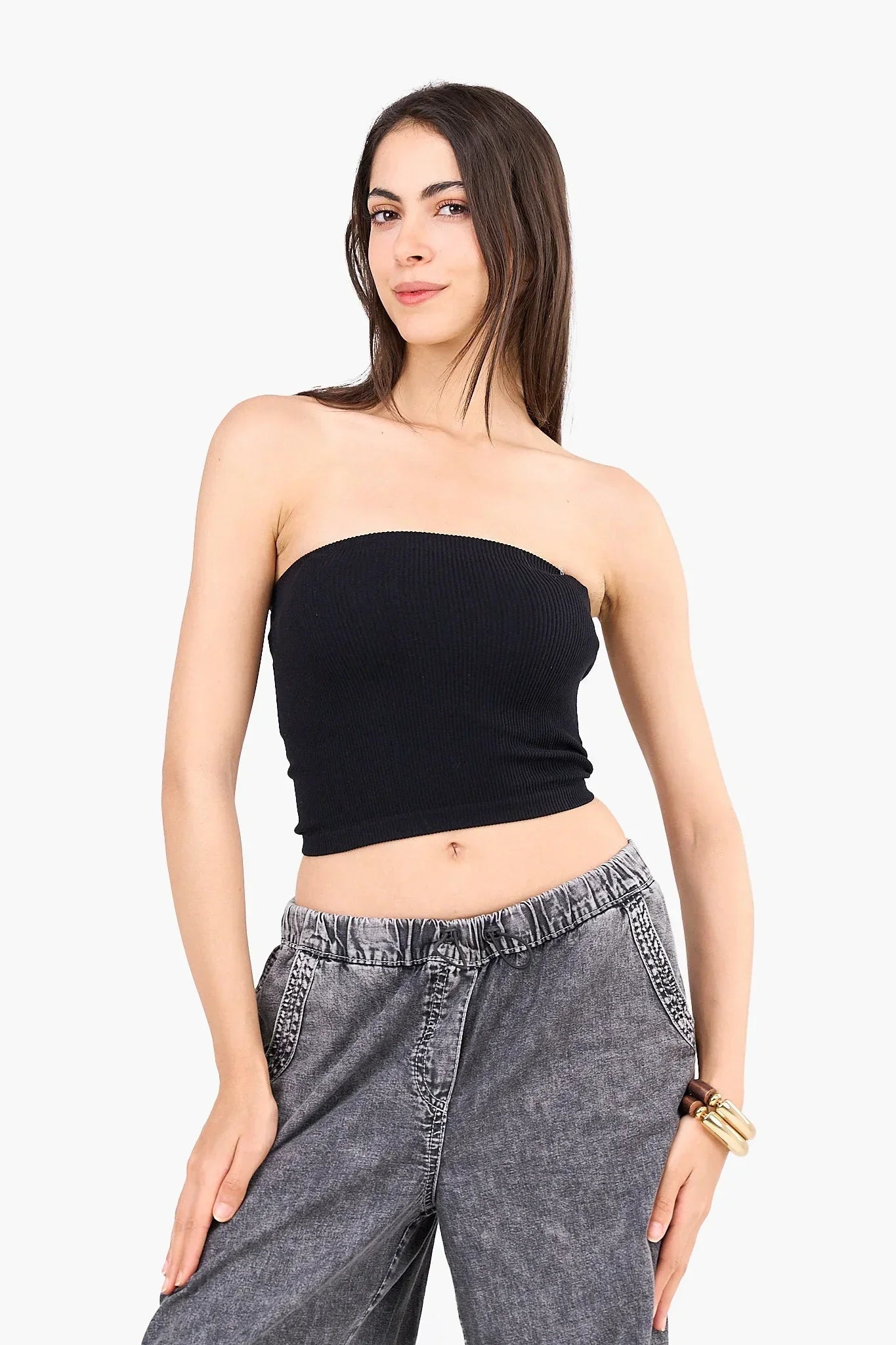 Clue - Strapless Cropped Ribbed Top 5