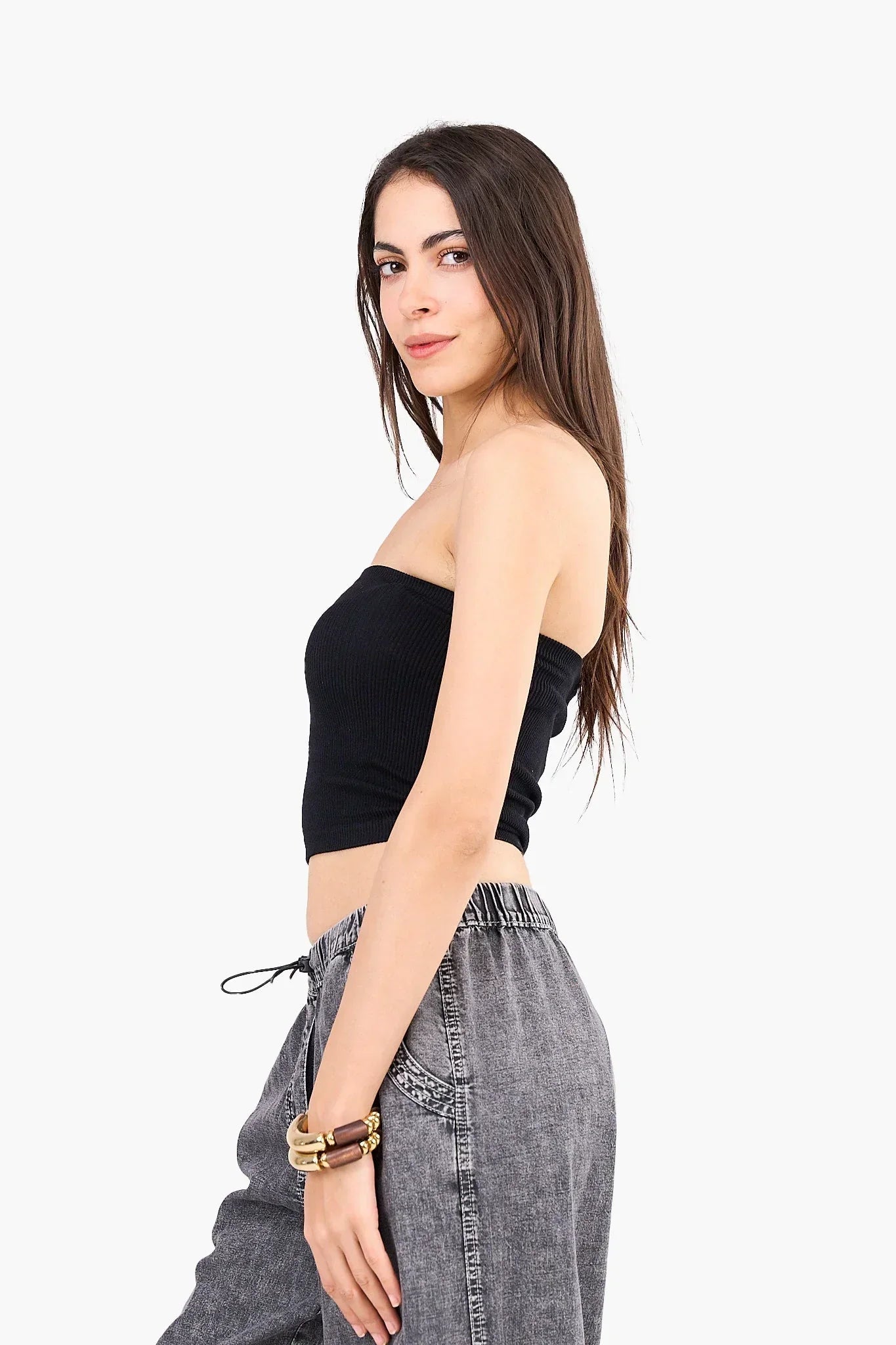Clue - Strapless Cropped Ribbed Top 6