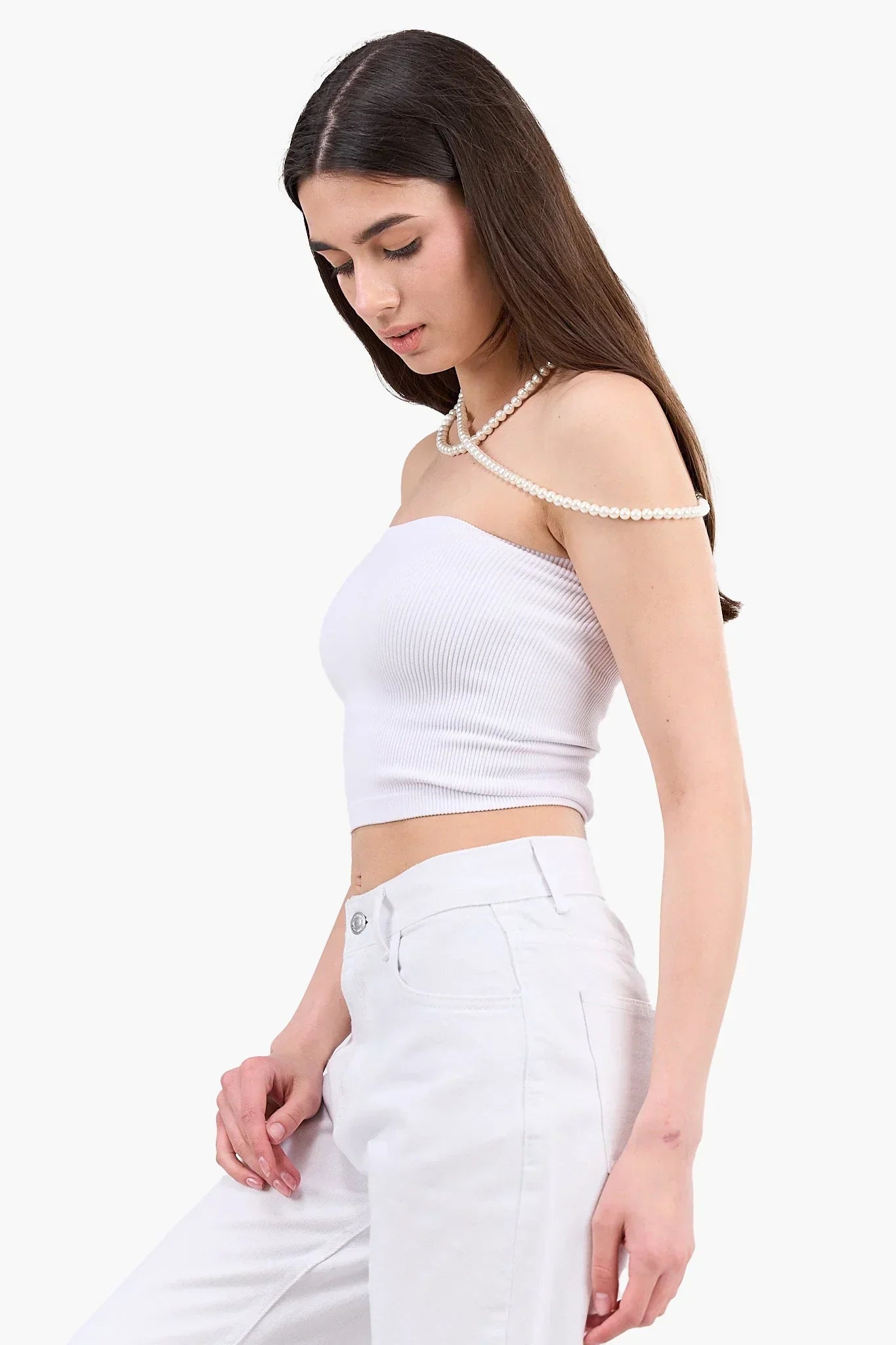 Clue - Strapless Cropped Ribbed Top 9