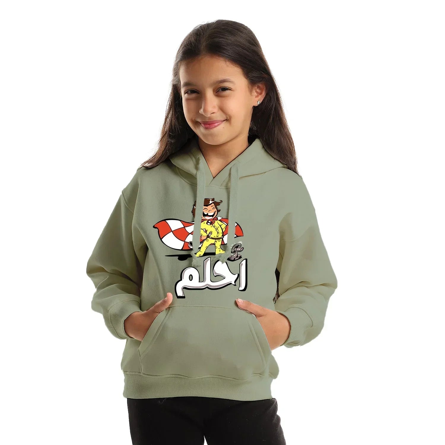 E7lam Kids Oversized Hoodie-Olive - NAS Trends - Babazzaro