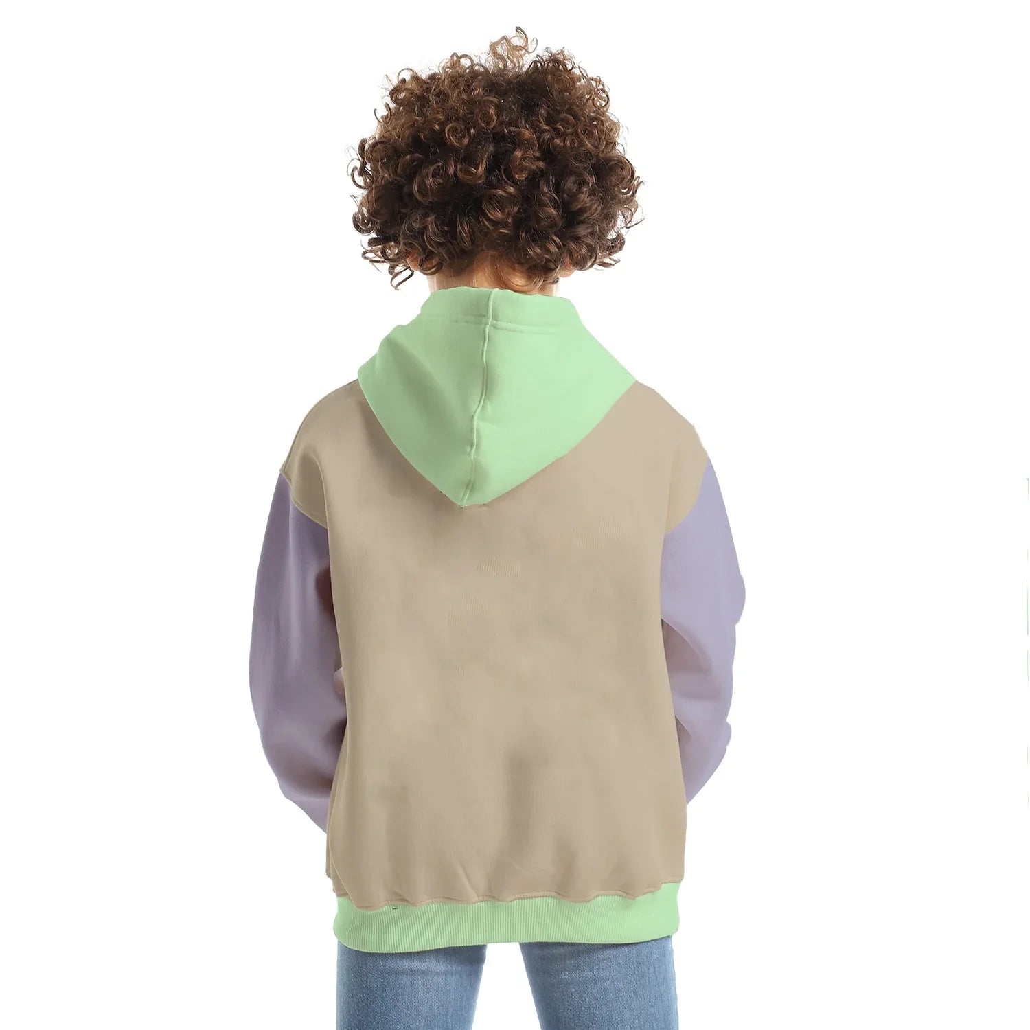 NAS Trends - Colored Basic Kids Oversized Hoodie- Beige/Mint 2