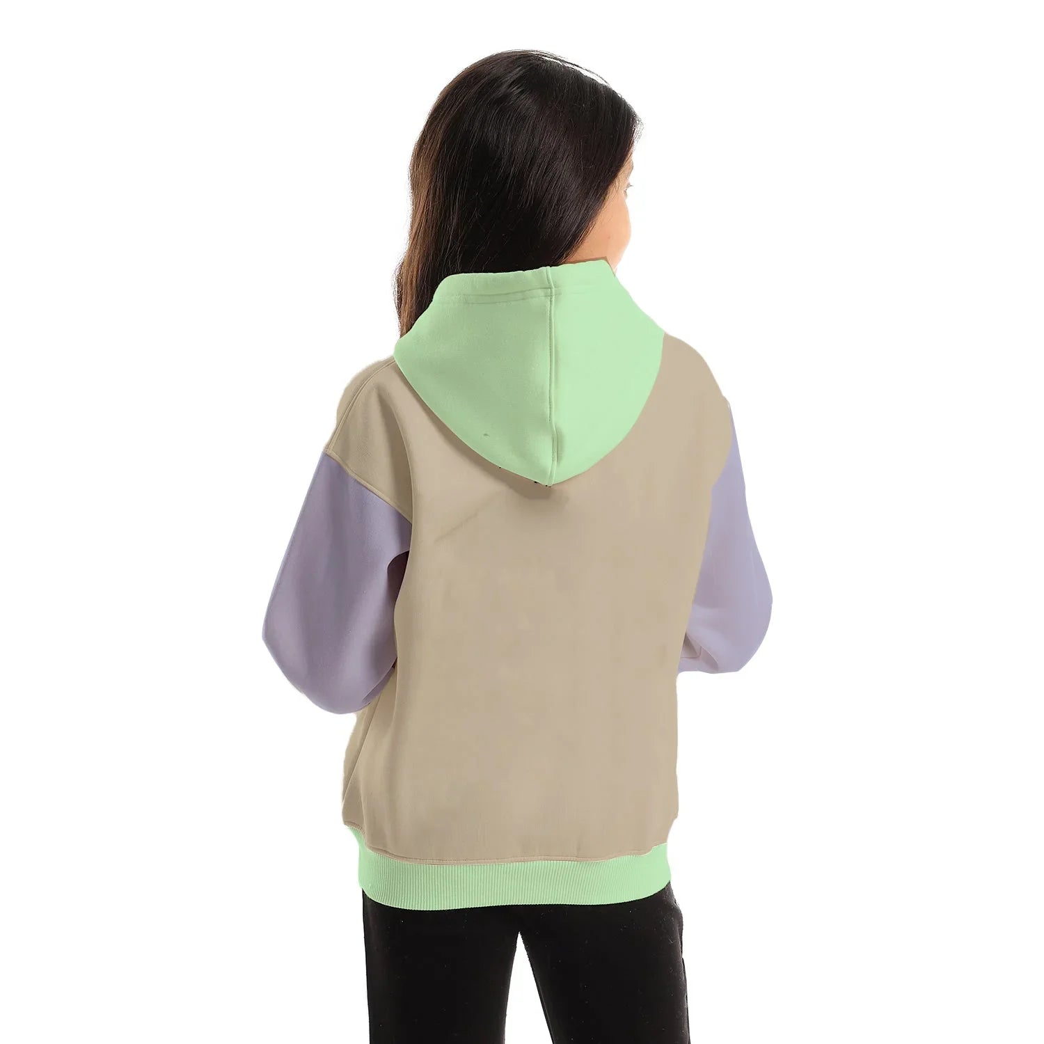 NAS Trends - Colored Basic Kids Oversized Hoodie- Beige/Mint 5