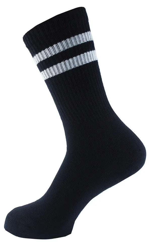 Men Set Of 6 Long Half Terry Sport Socks Black - Sam Socks - Babazzaro