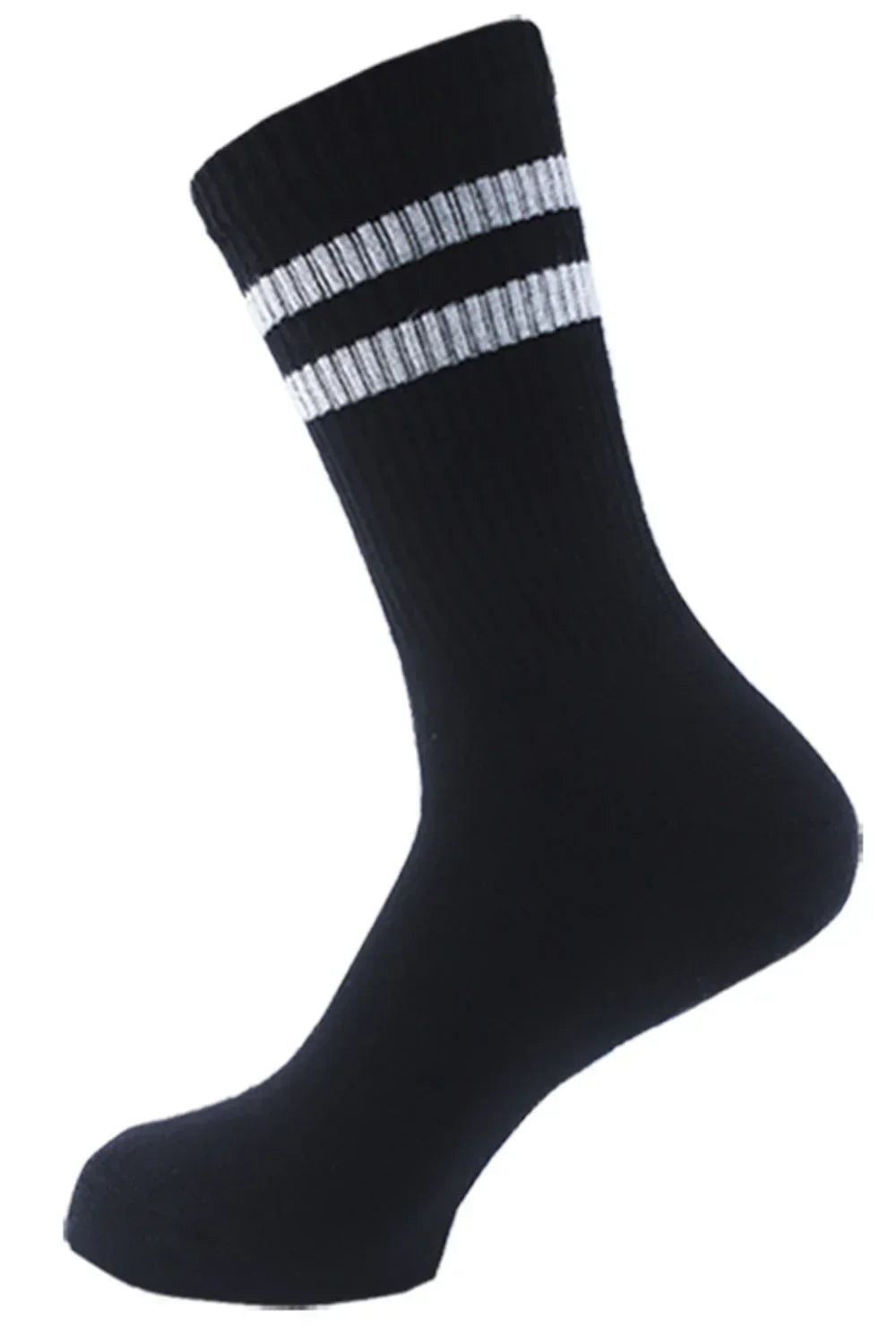 Men Set Of 6 Long Half Terry Sport Socks ( Black-White ) - Sam Socks - Babazzaro
