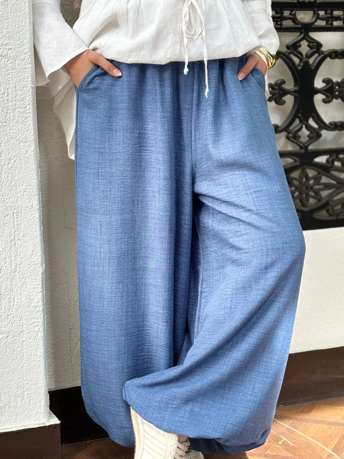 Ballon Linen Pants - بنطلون كتان بالون - Queenza 2