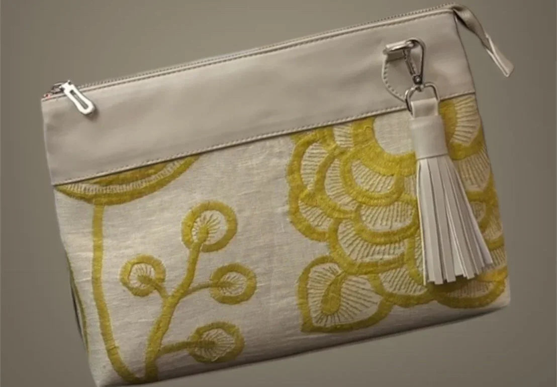 The Concept Store - Beige and Yellow Clutch Bag 1