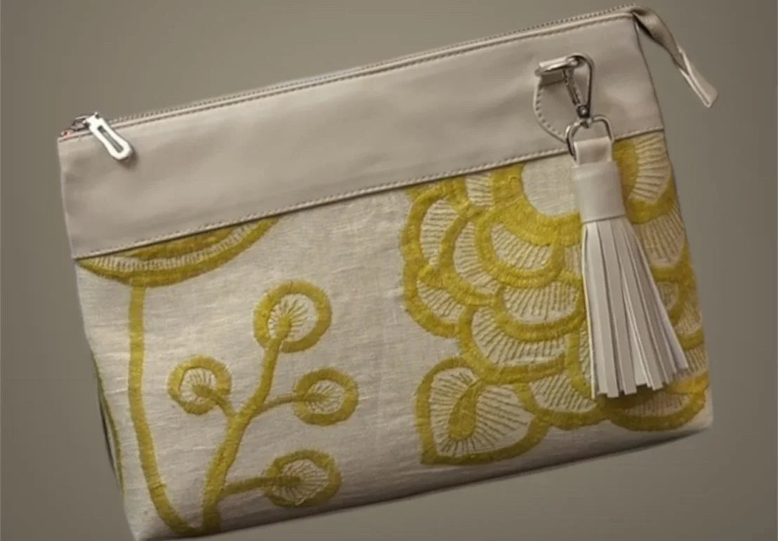 The Concept Store - Beige and Yellow Clutch Bag 1
