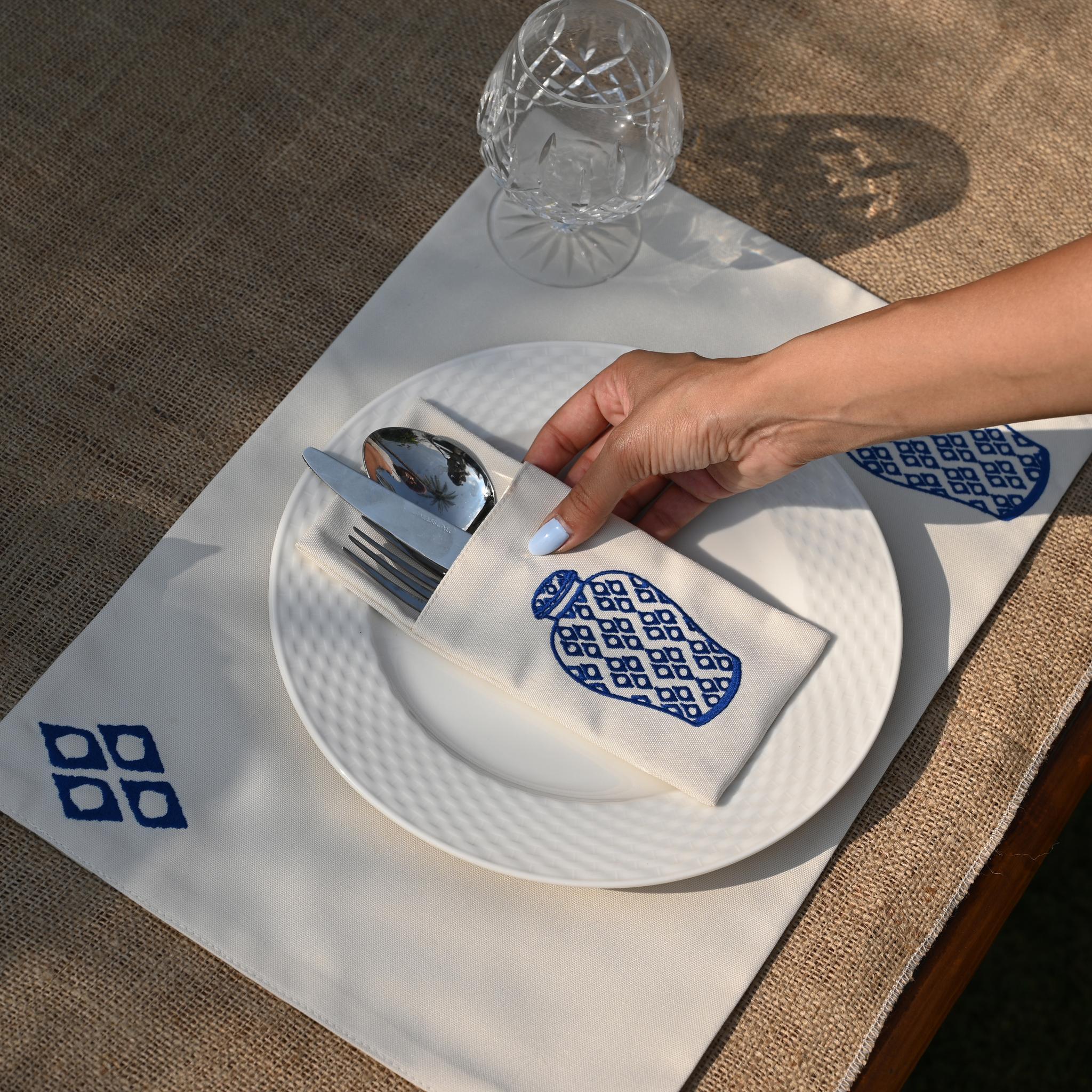 Bleu Blanc Cutlery Sleeves Set - Ticas