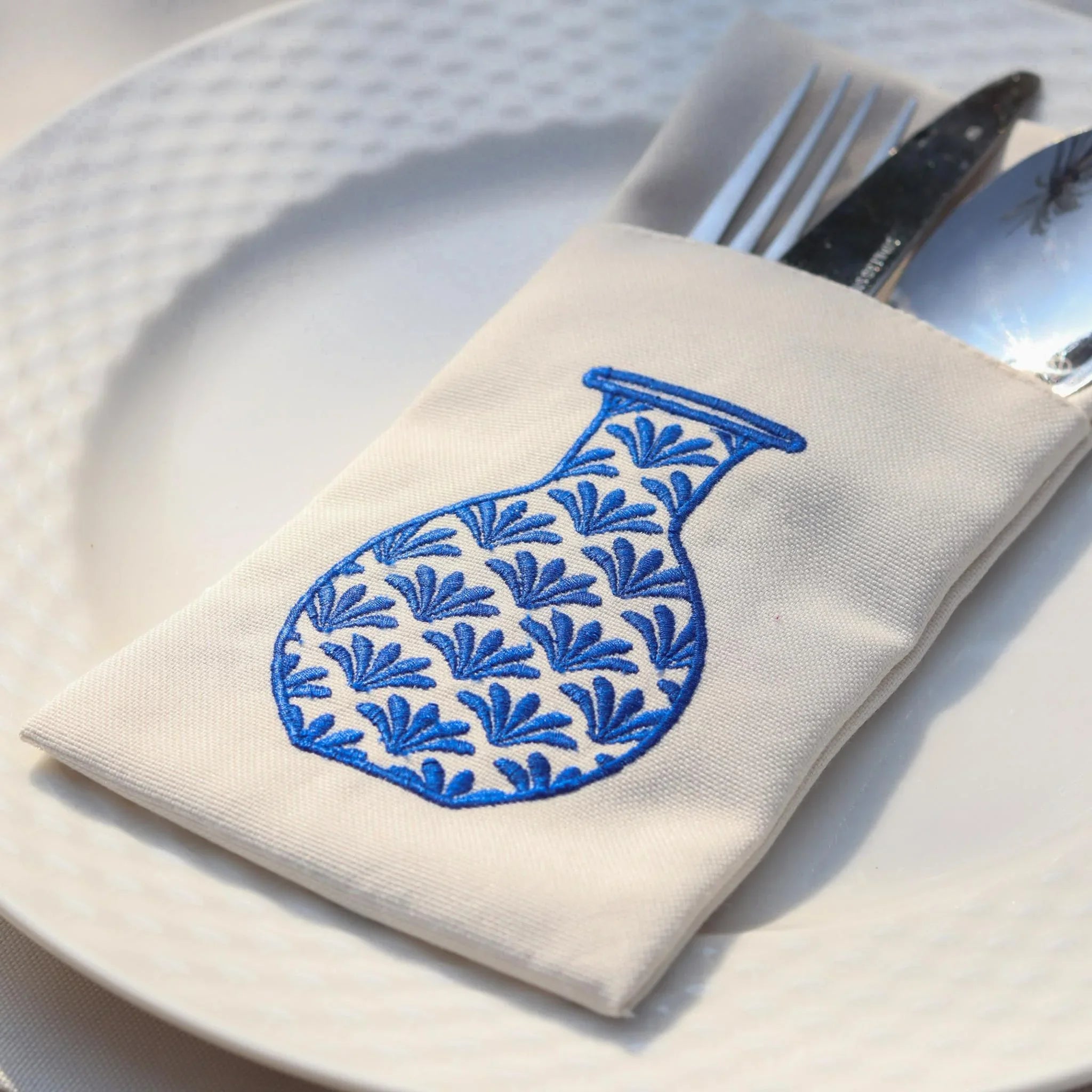 Bleu Blanc Cutlery Sleeves Set - Ticas