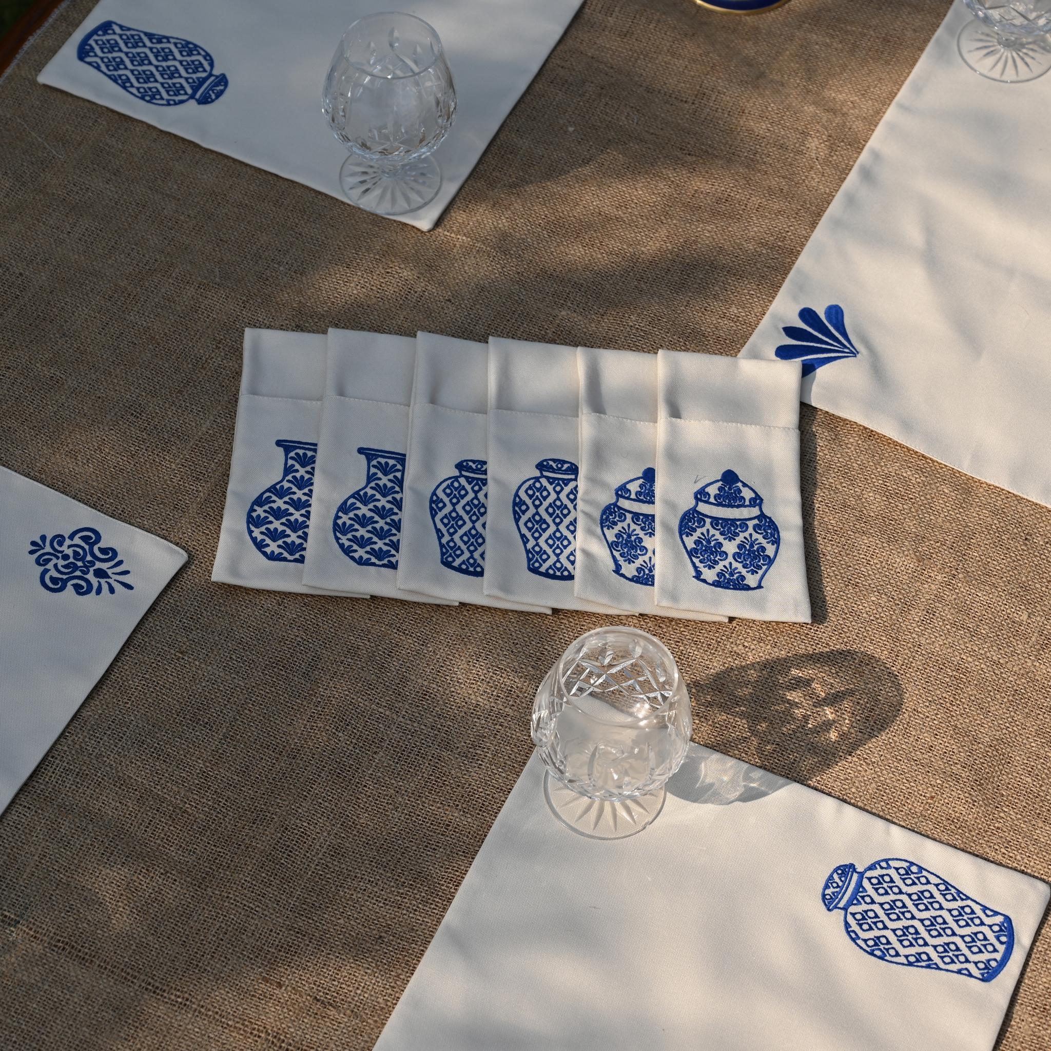 Bleu Blanc Cutlery Sleeves Set - Ticas