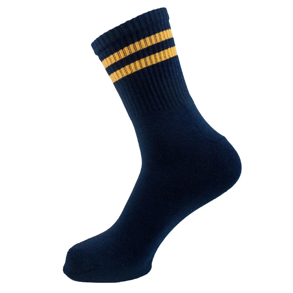 Men Set Of 3 Long Half Terry Sport Socks (White-Blue-Orange ) - Sam Socks - Babazzaro
