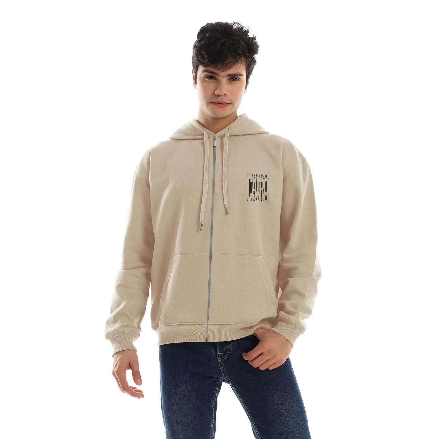 Cairo Unisex Oversized Zip-up Hoodie-Beige - NAS Trends - Babazzaro