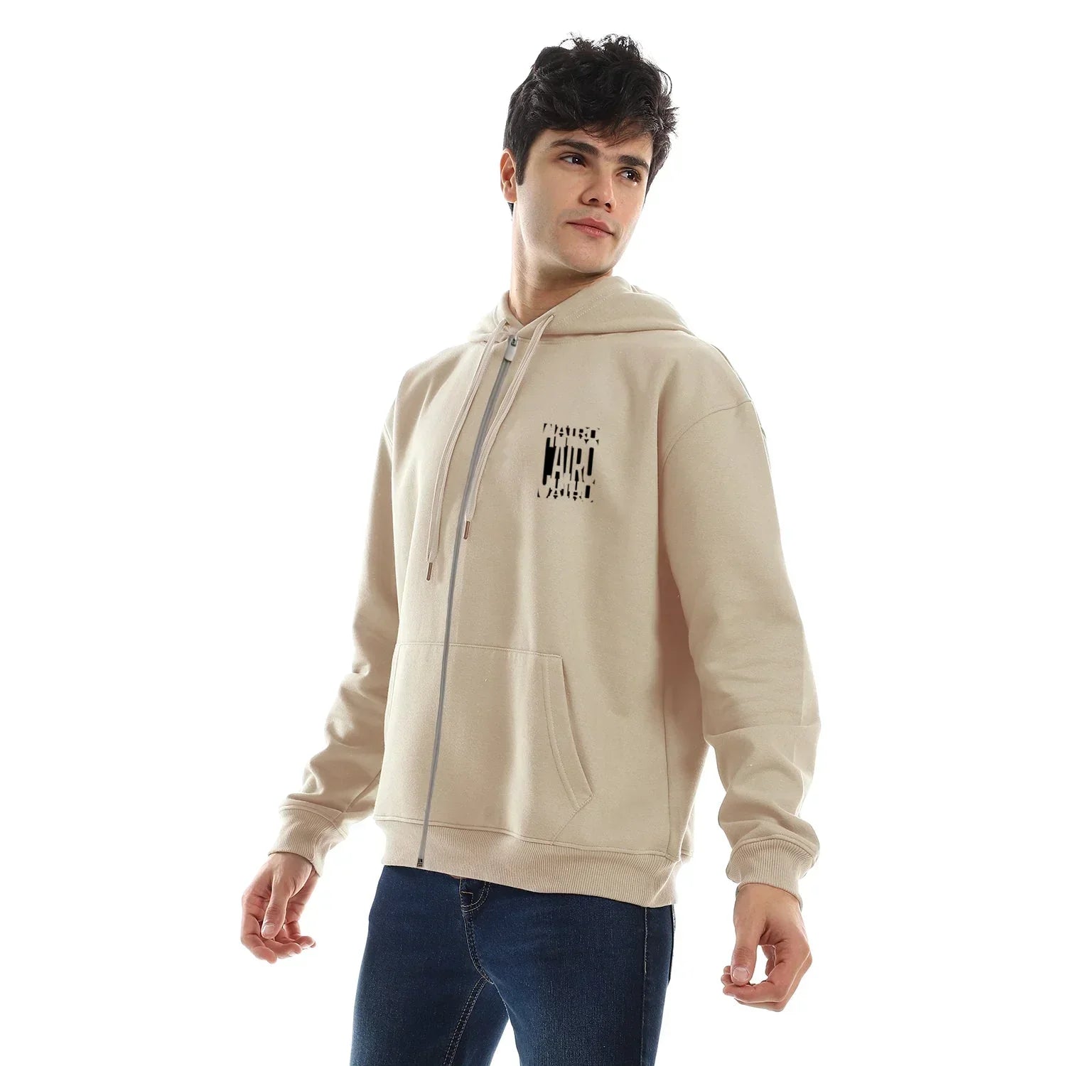 Cairo Unisex Oversized Zip-up Hoodie-Beige - NAS Trends - Babazzaro