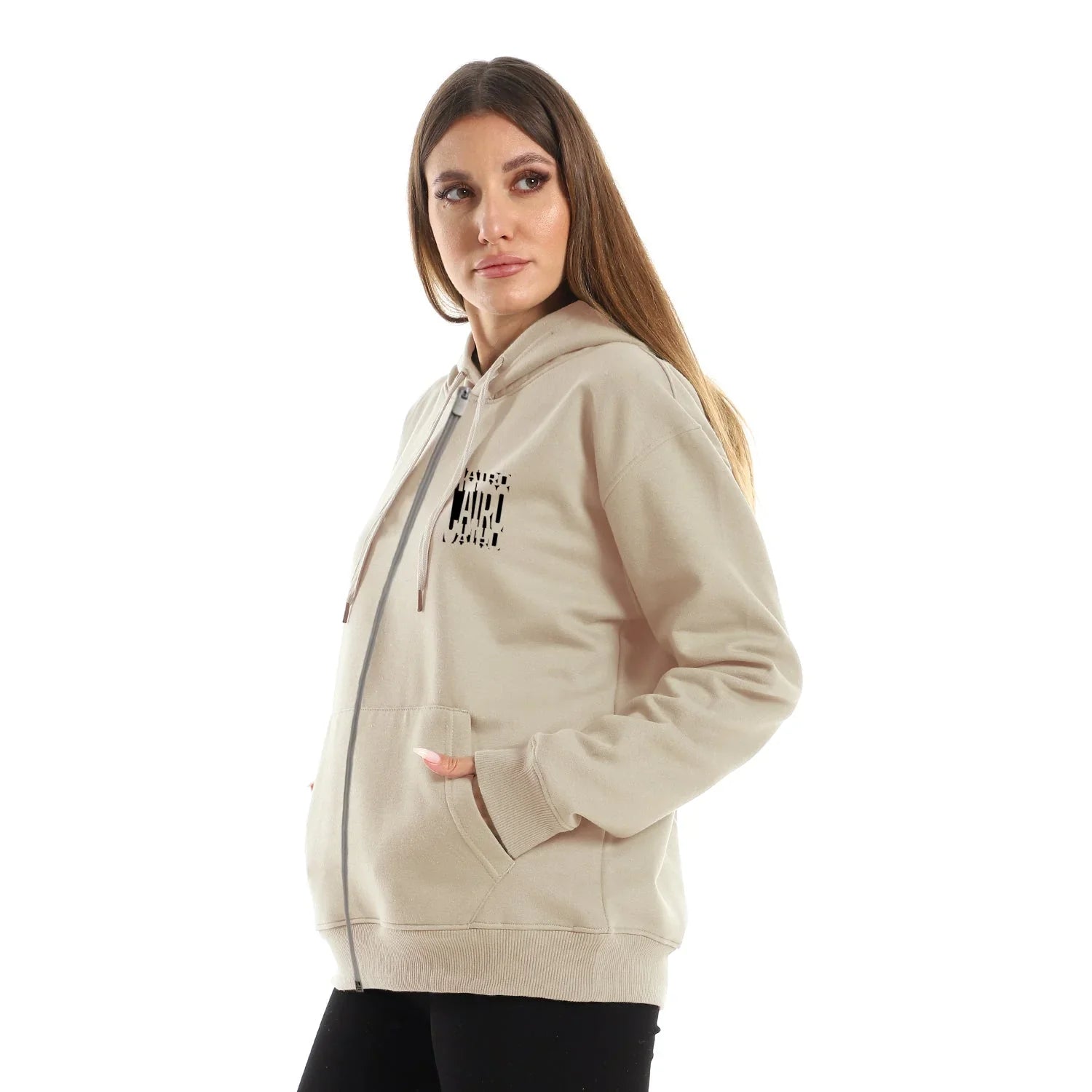 NAS Trends - Cairo Unisex Oversized Zip-up Hoodie-Beige 3
