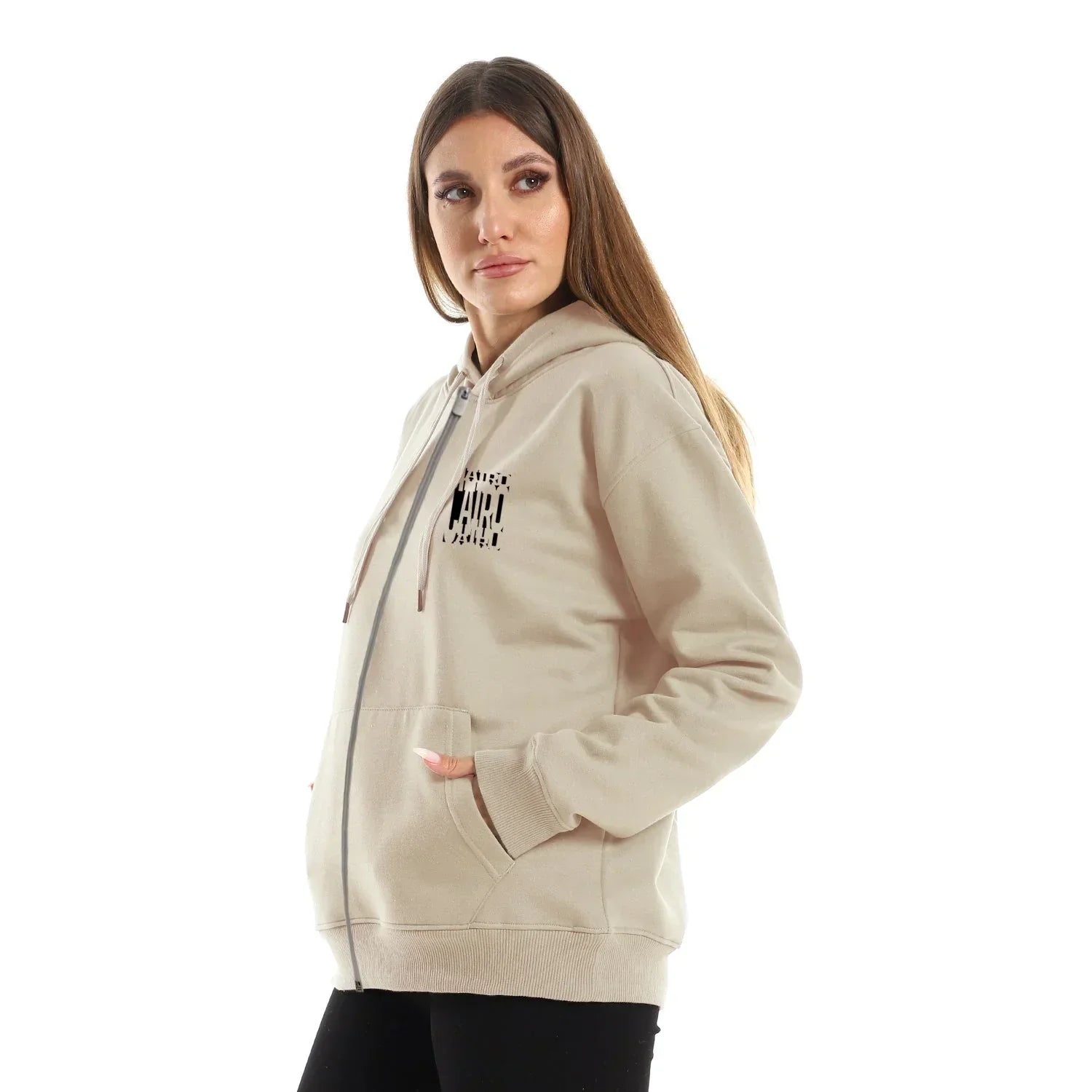Cairo Unisex Oversized Zip-up Hoodie-Beige - NAS Trends - Babazzaro