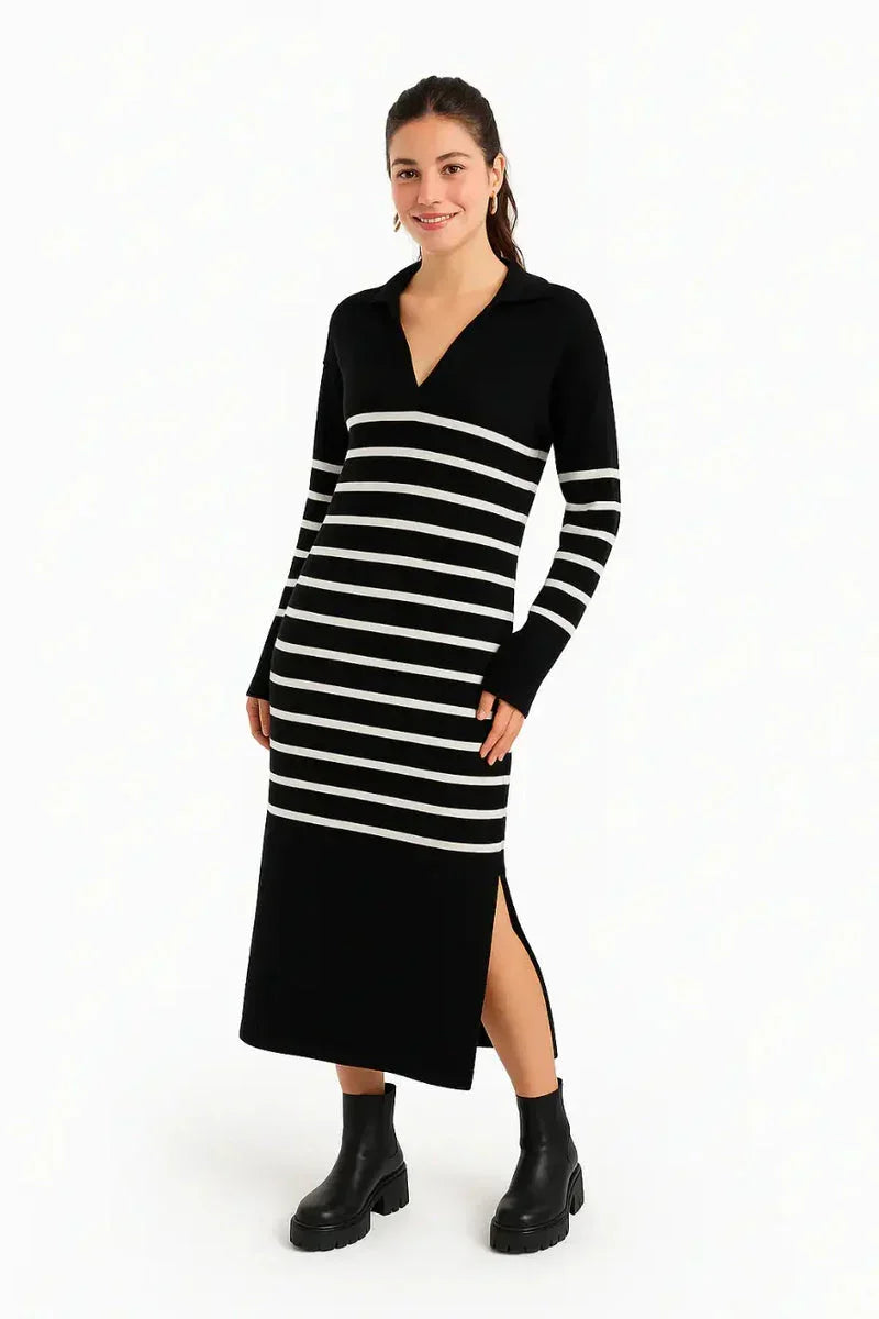 Carina - Striped Knit Midi Dress 1