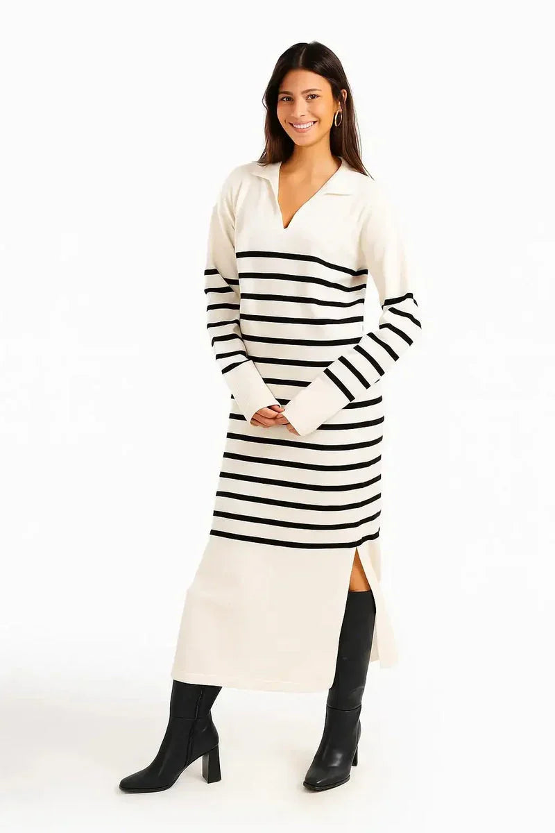 Carina - Striped Knit Midi Dress 2