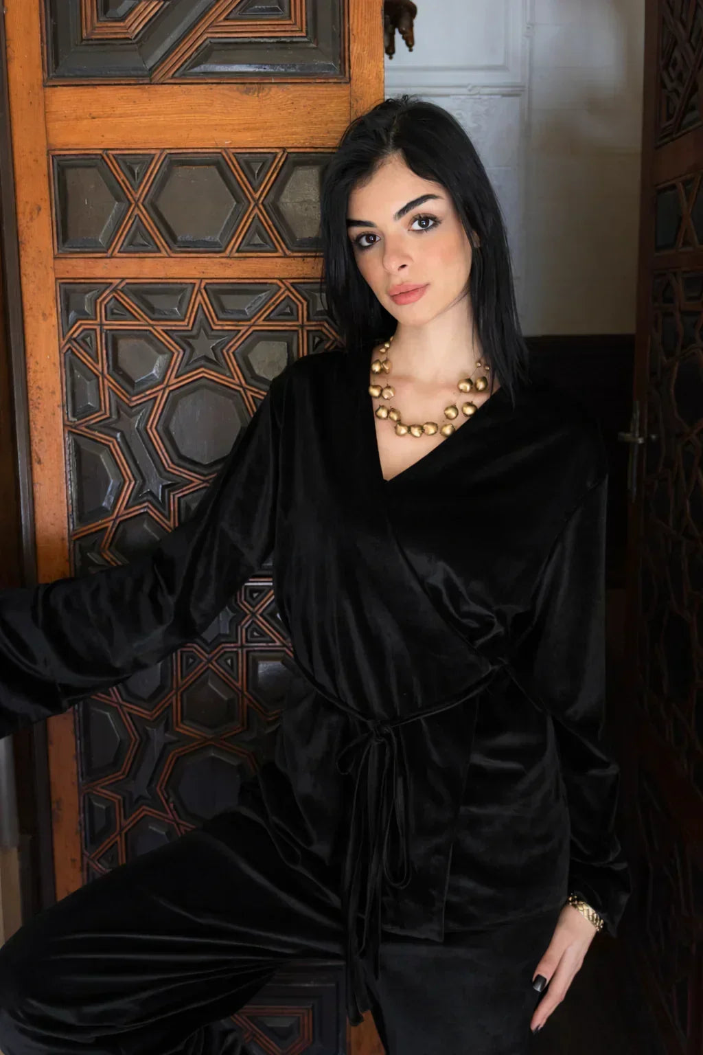 Reehan - Black Side Tie Kimono Set 3