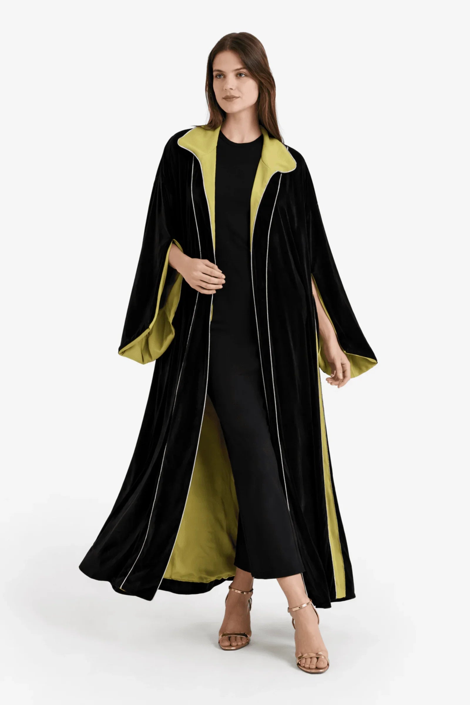 Contrast-Lined Velvet Kimono - Carina 1