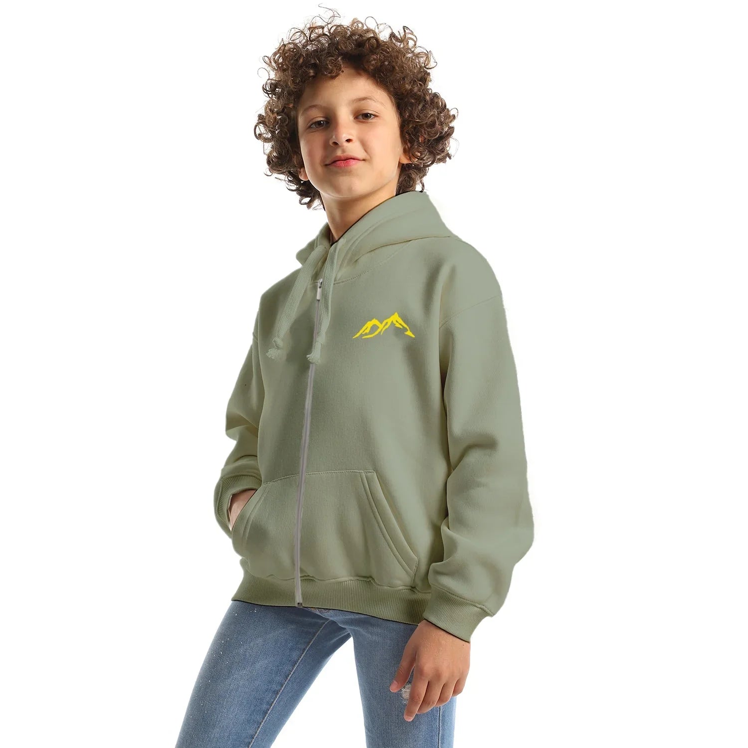 NAS Trends - Cold Mountain Kids Oversized Zip-up Hoodie-Olive 3