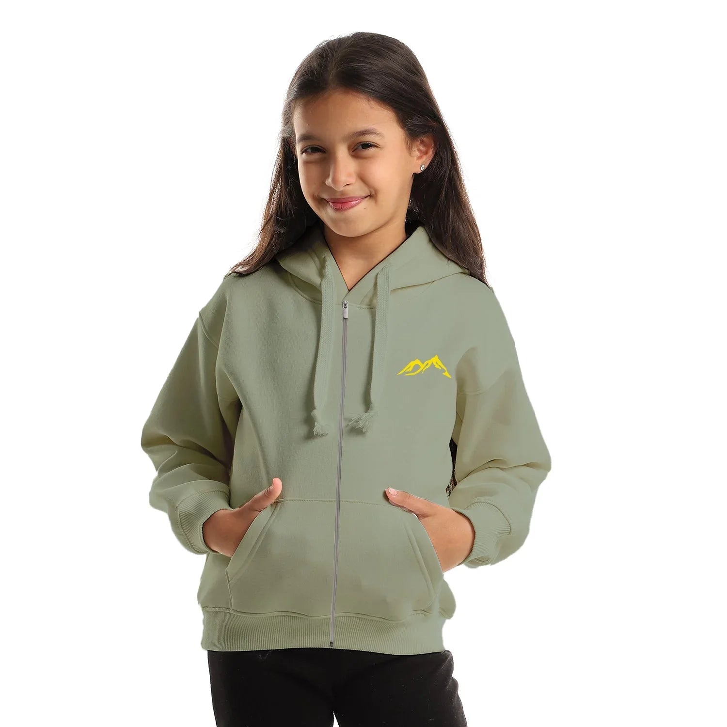 NAS Trends - Cold Mountain Kids Oversized Zip-up Hoodie-Olive 2