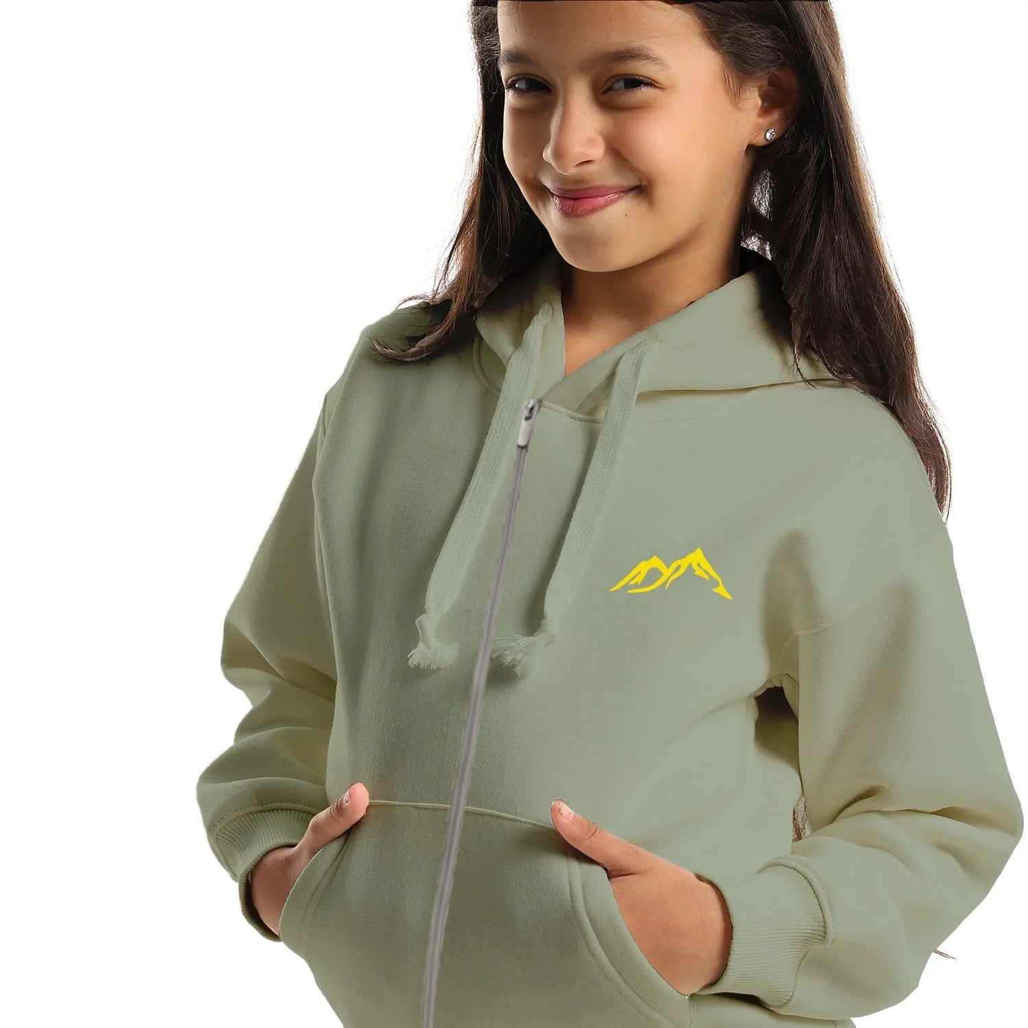 NAS Trends - Cold Mountain Kids Oversized Zip-up Hoodie-Olive 5